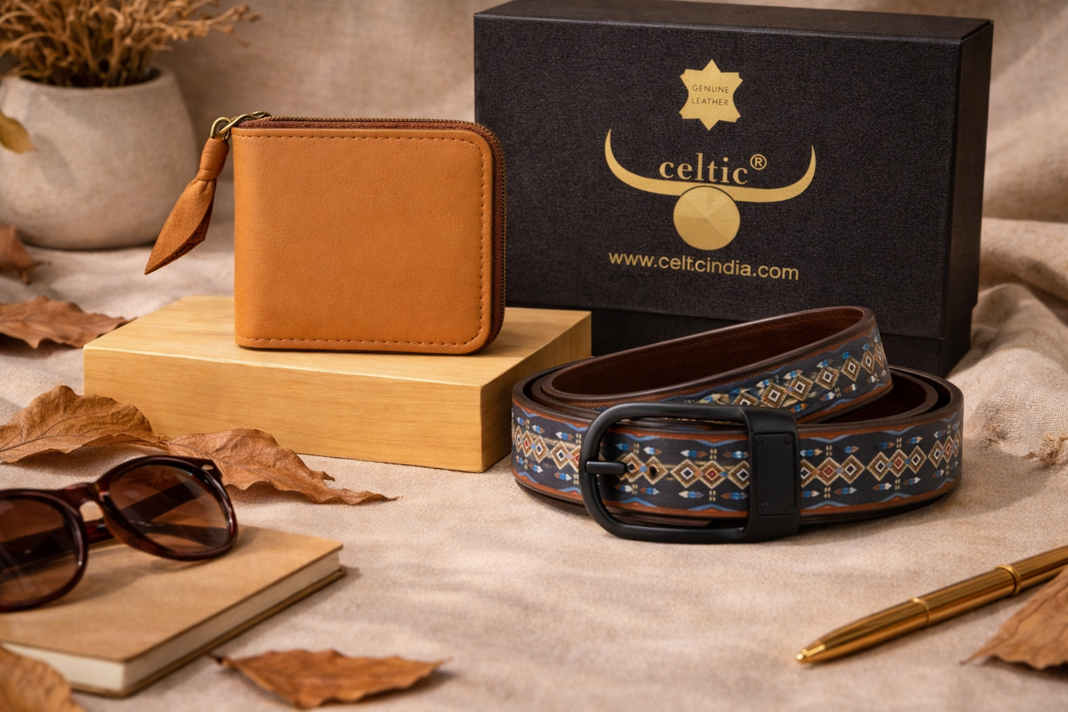Printed Belt & Zip Leather Wallet Combo | Stylish & Durable Everyday Set