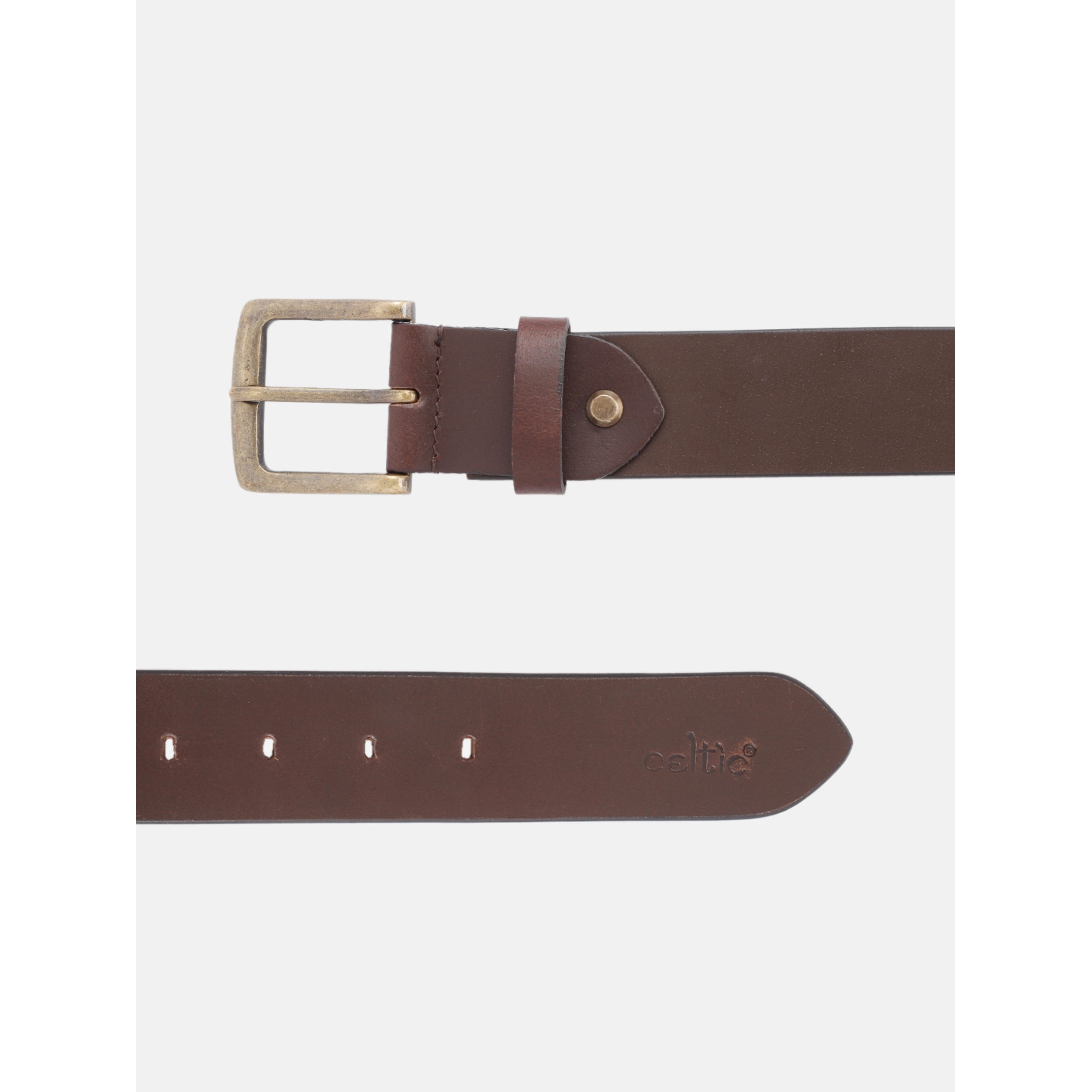 Premium Leather Dark Brown Waist Accessory Antique Metal Buckle Formal Casual Wear