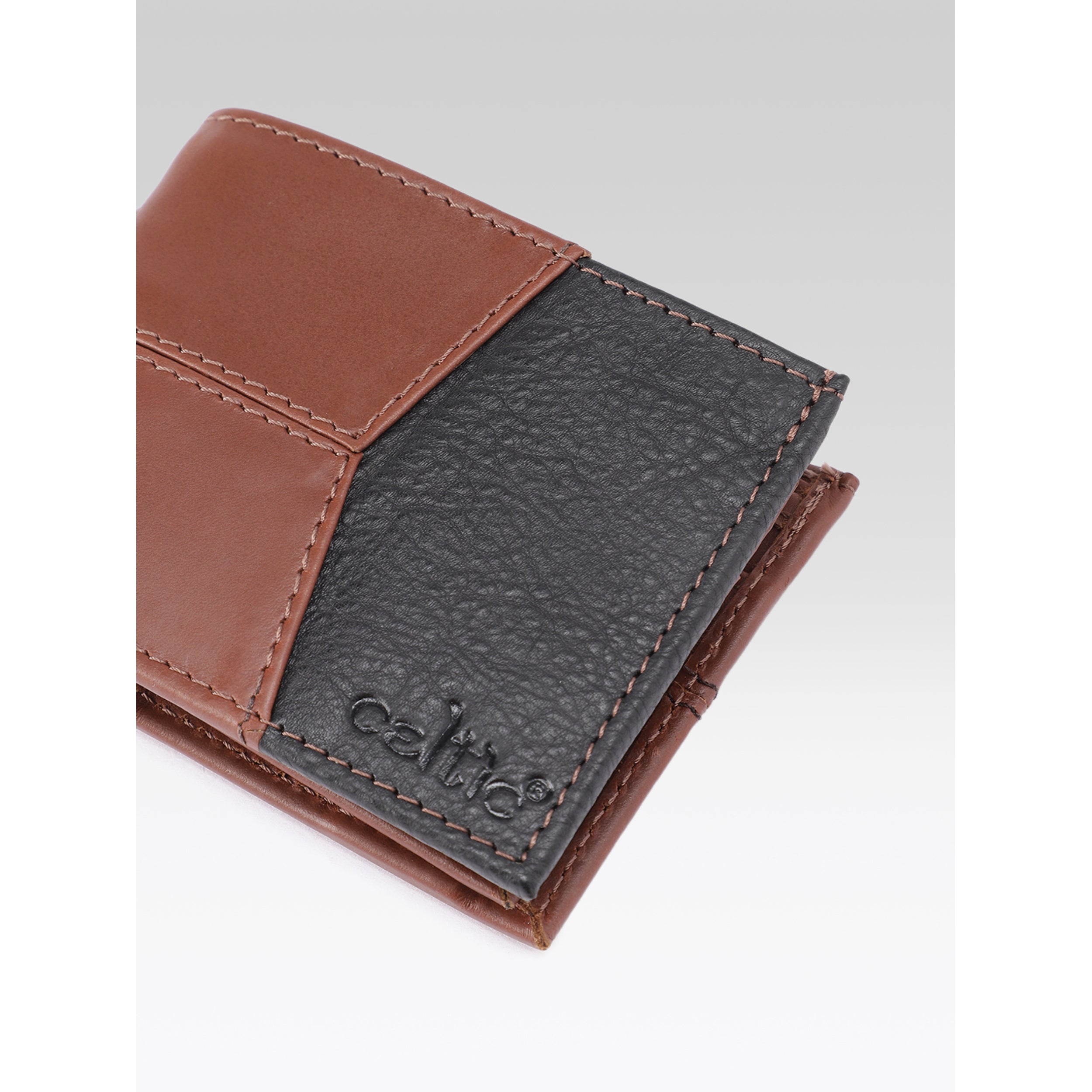 Premium Two-Tone Genuine Leather Mens Wallet | Slim Bifold Export Quality with Coin Pocket