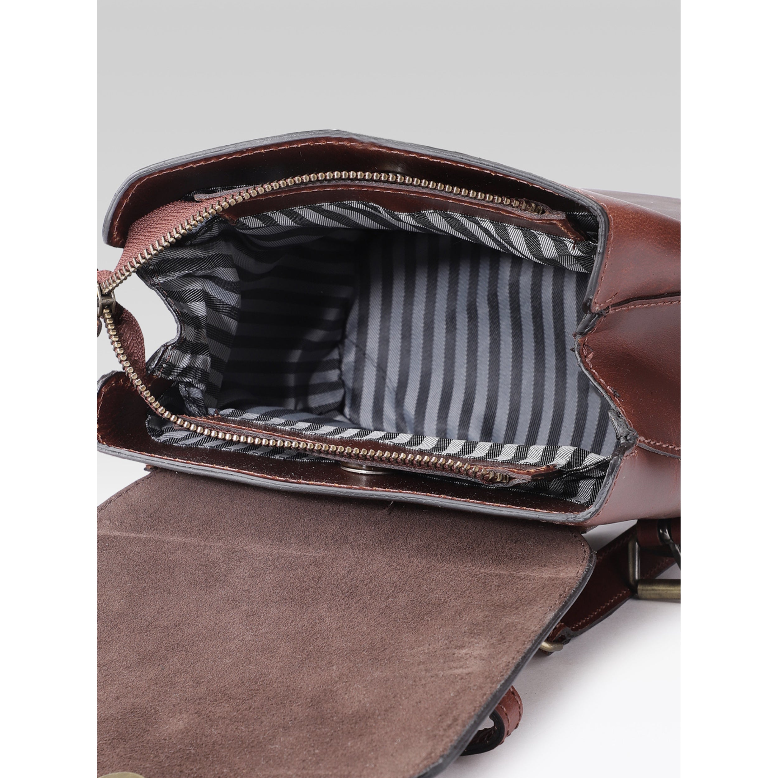 Premium Genuine Leather Mini Backpack for Women with Flap Closure