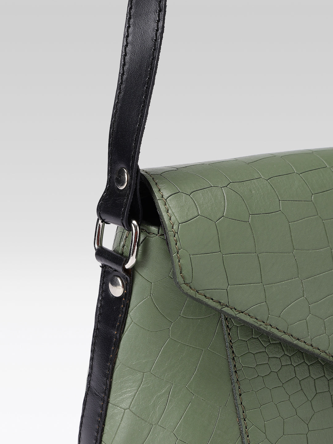 Premium Croc-Texture Structured SlingBag with Buckle Flap & Adjustable Strap