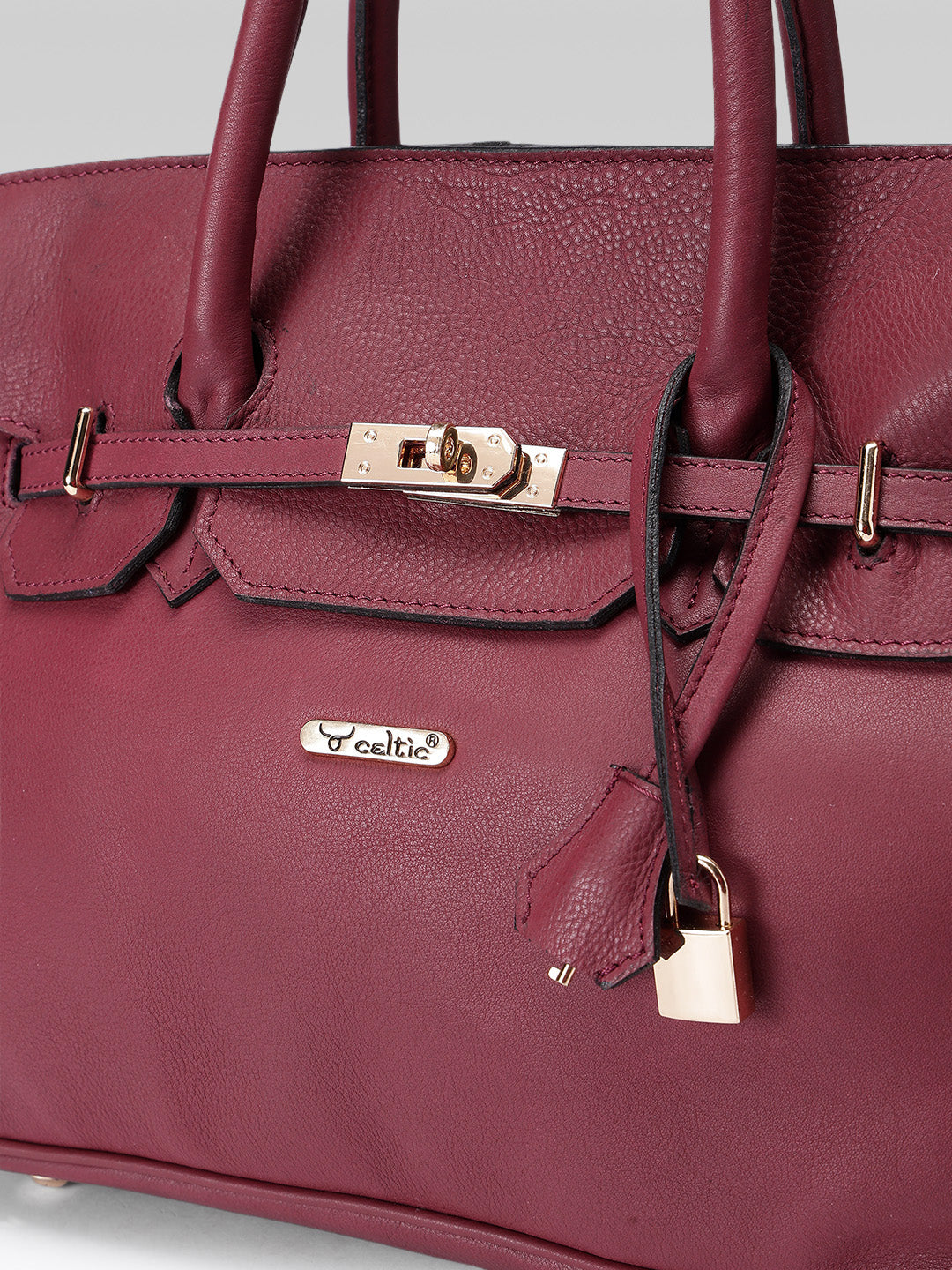 Premium Genuine Leather  Tote Handbag with Turn-Lock Closure