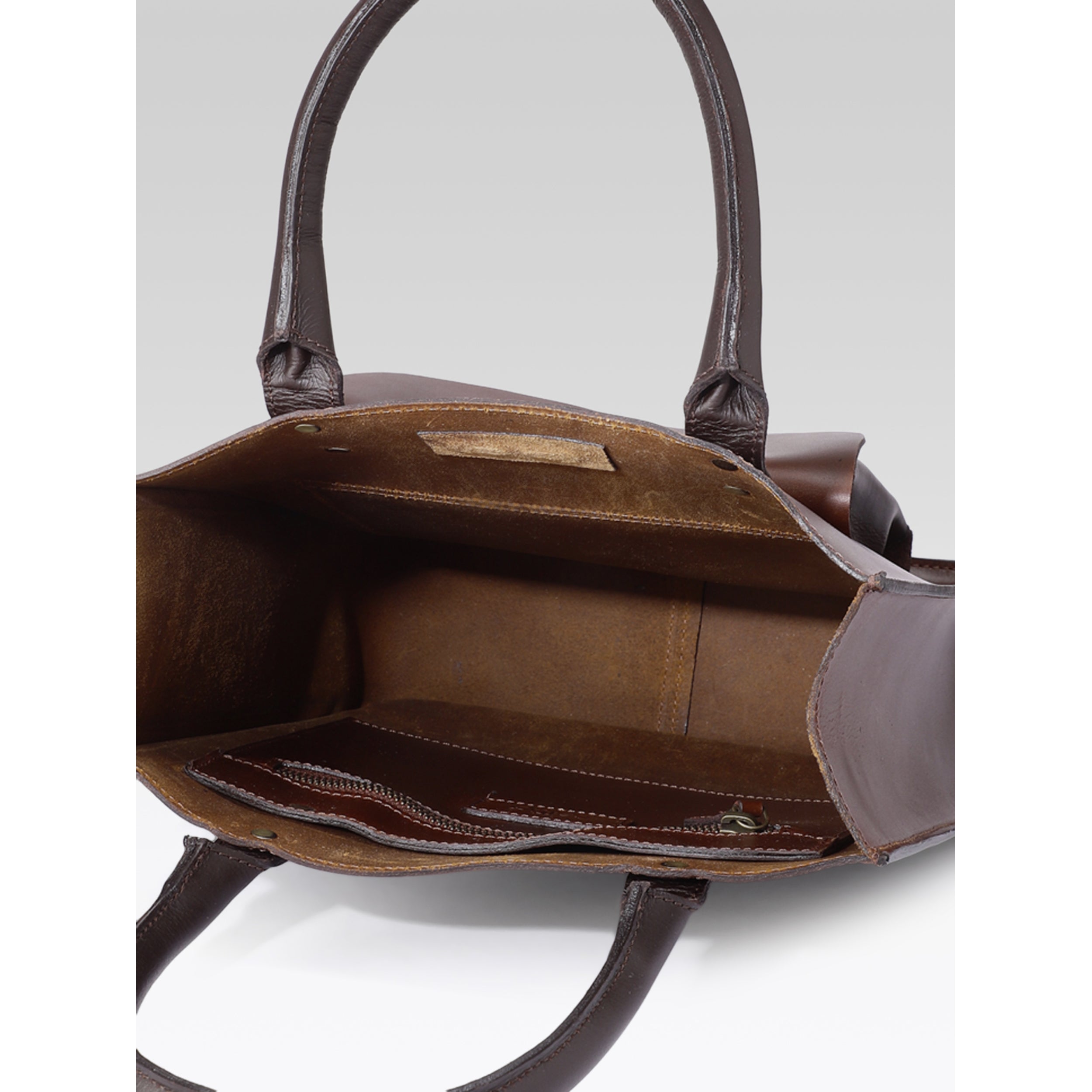Premium Genuine Leather Shopper Tote Bag with Front Pocket and Dual Handles