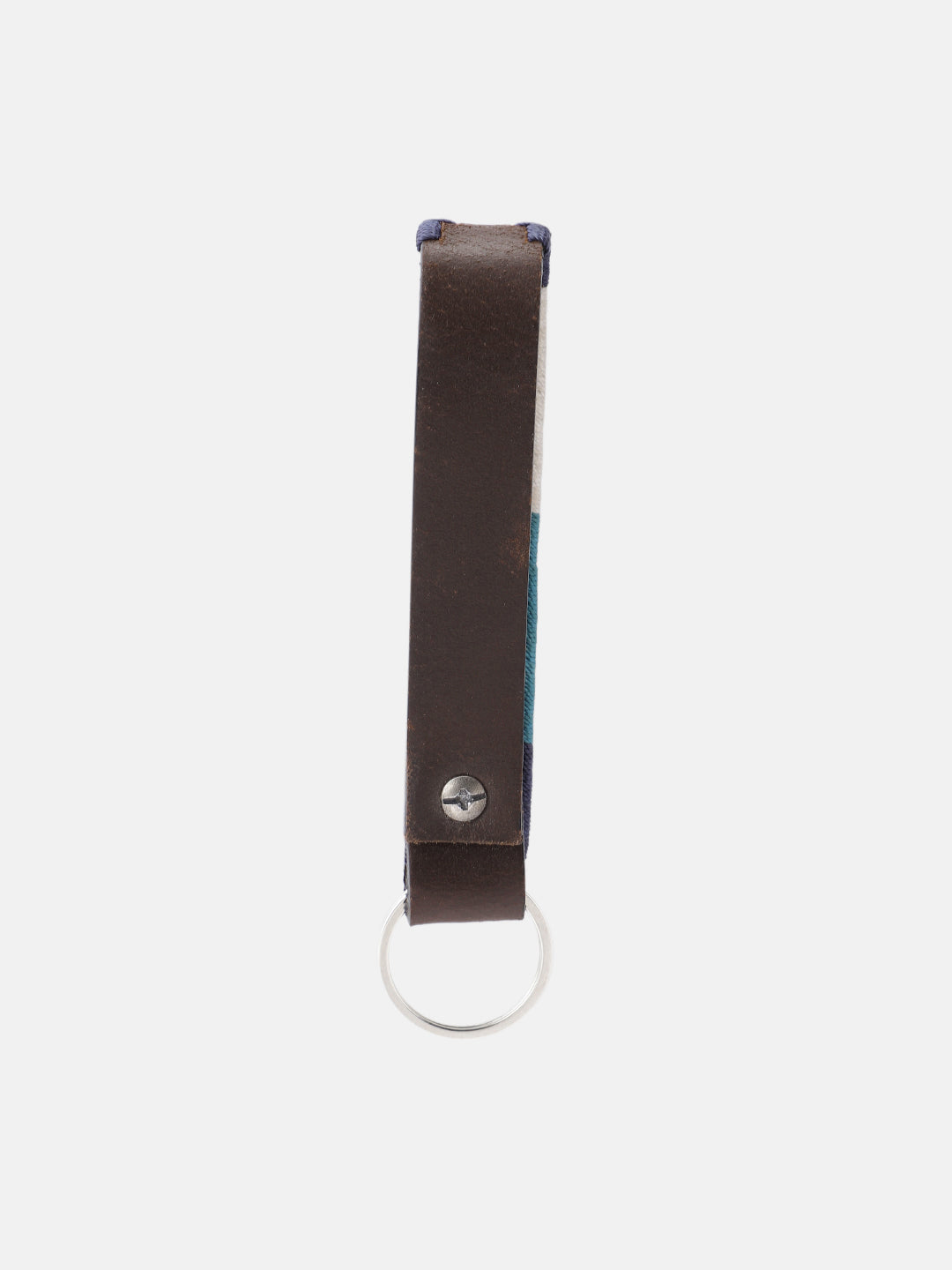 Premium Brown Leather Belt with Golden Buckle & Multi-Color Stitching.