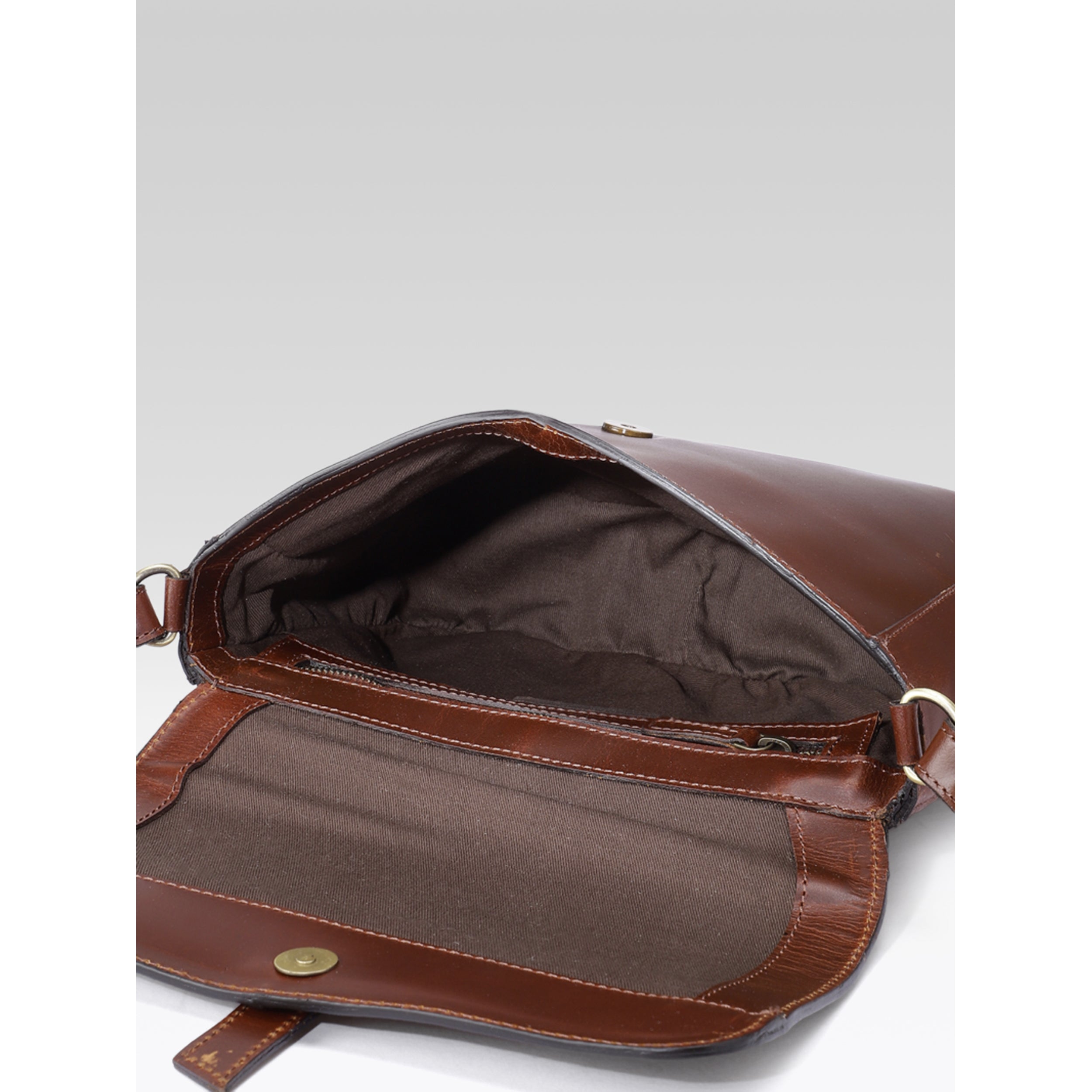 Premium Genuine Leather Sling Bag with Flap Closure,  & Adjustable Strap