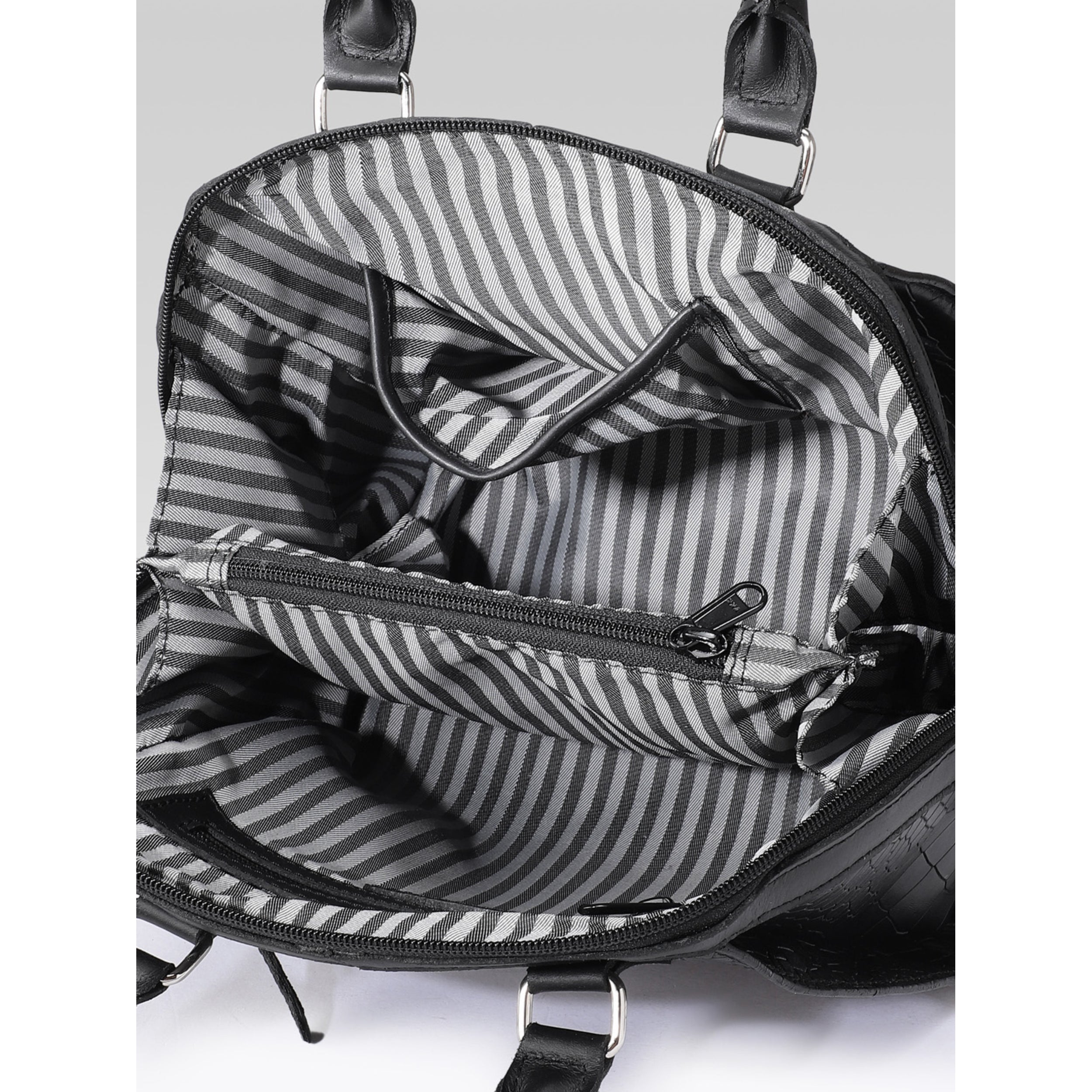 Premium Genuine Textured Leather  Satchel Handbag with Dual Handles, Detachable Strap & Zip Pockets