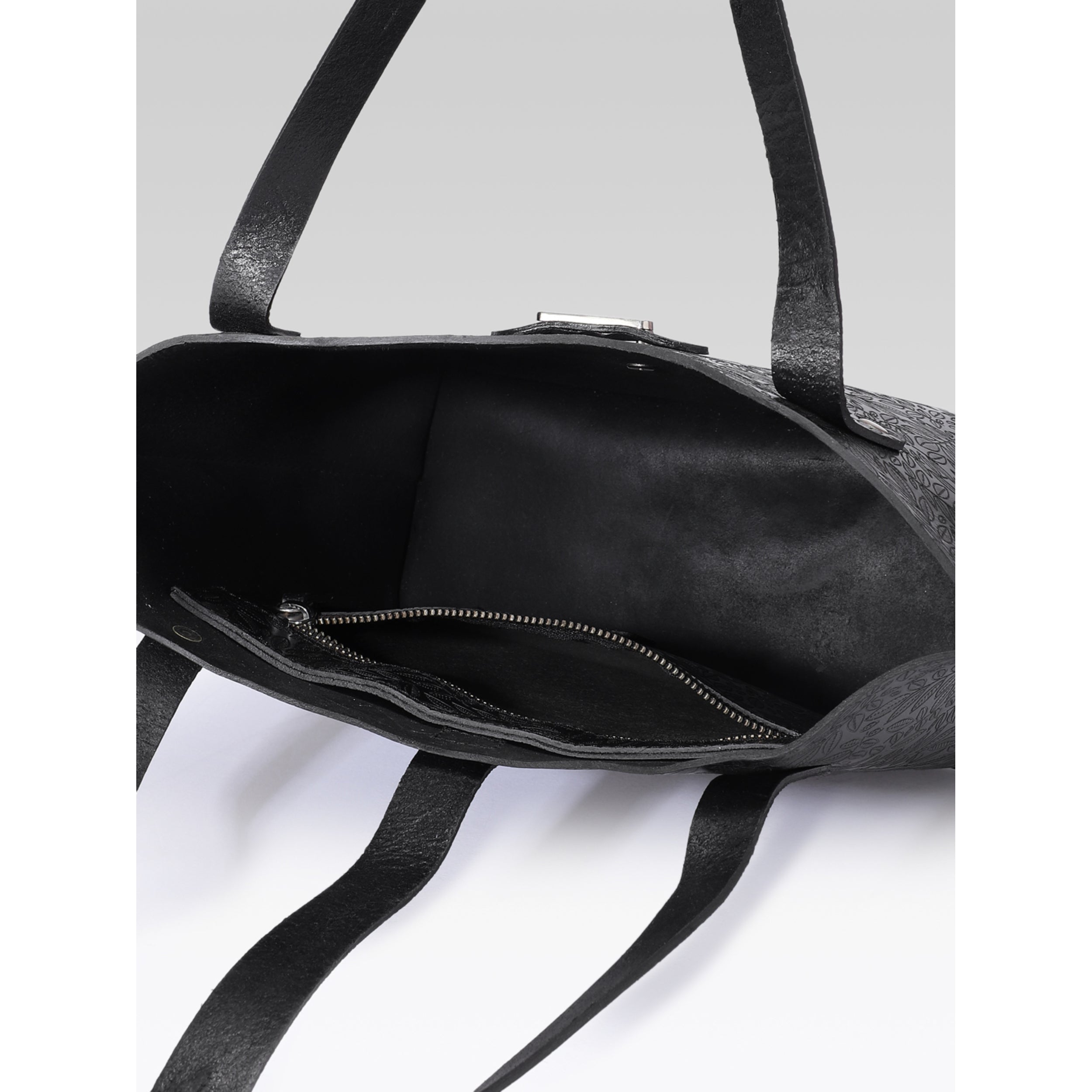 Premium Genuine Black Embossed Leather Tote Bag for Women