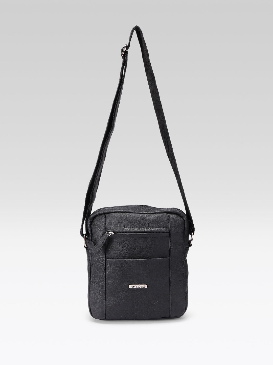 Premium Genuine Leather Crossbody Bag  with Adjustable Strap & Multiple Zip Pockets