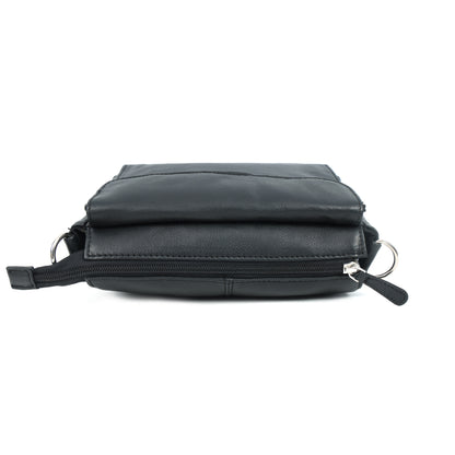 Premium Genuine Leather Crossbody Bag with Flap Closure & Adjustable Strap