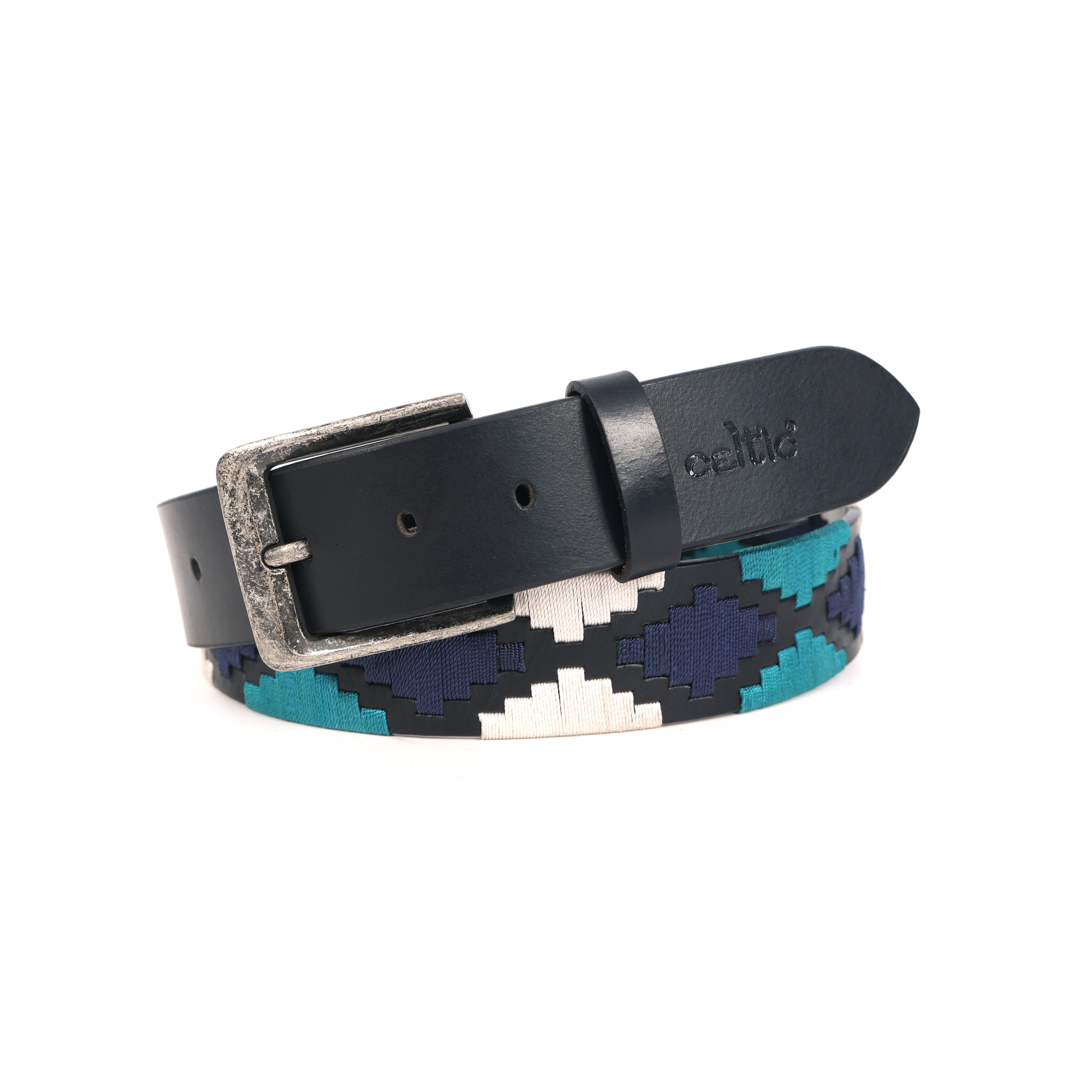 Premium Black Leather Belt with Multi-Color Stitching  Durable & Stylish.LB-872