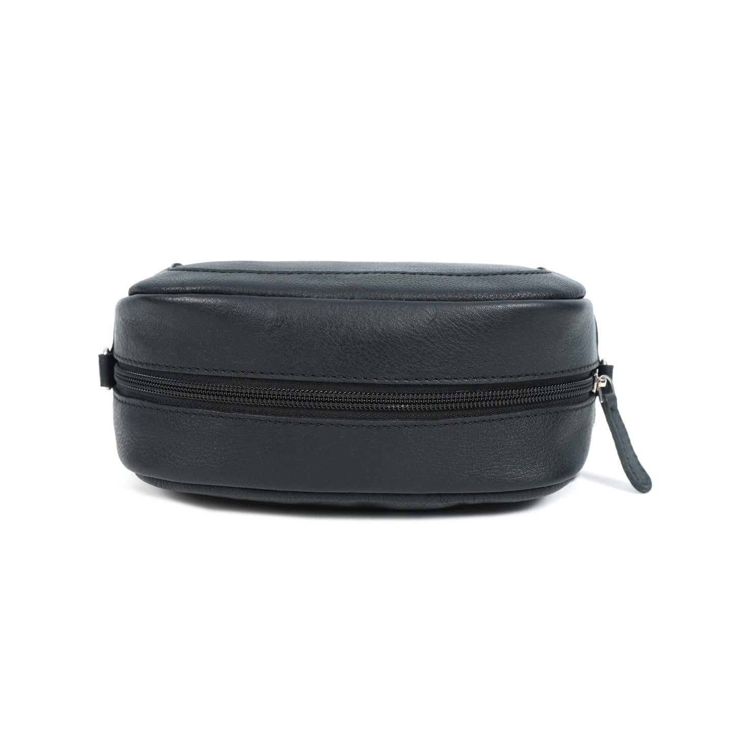 Premium Black Leather Compact Crossbody Bag with Adjustable Strap & Zip Compartments