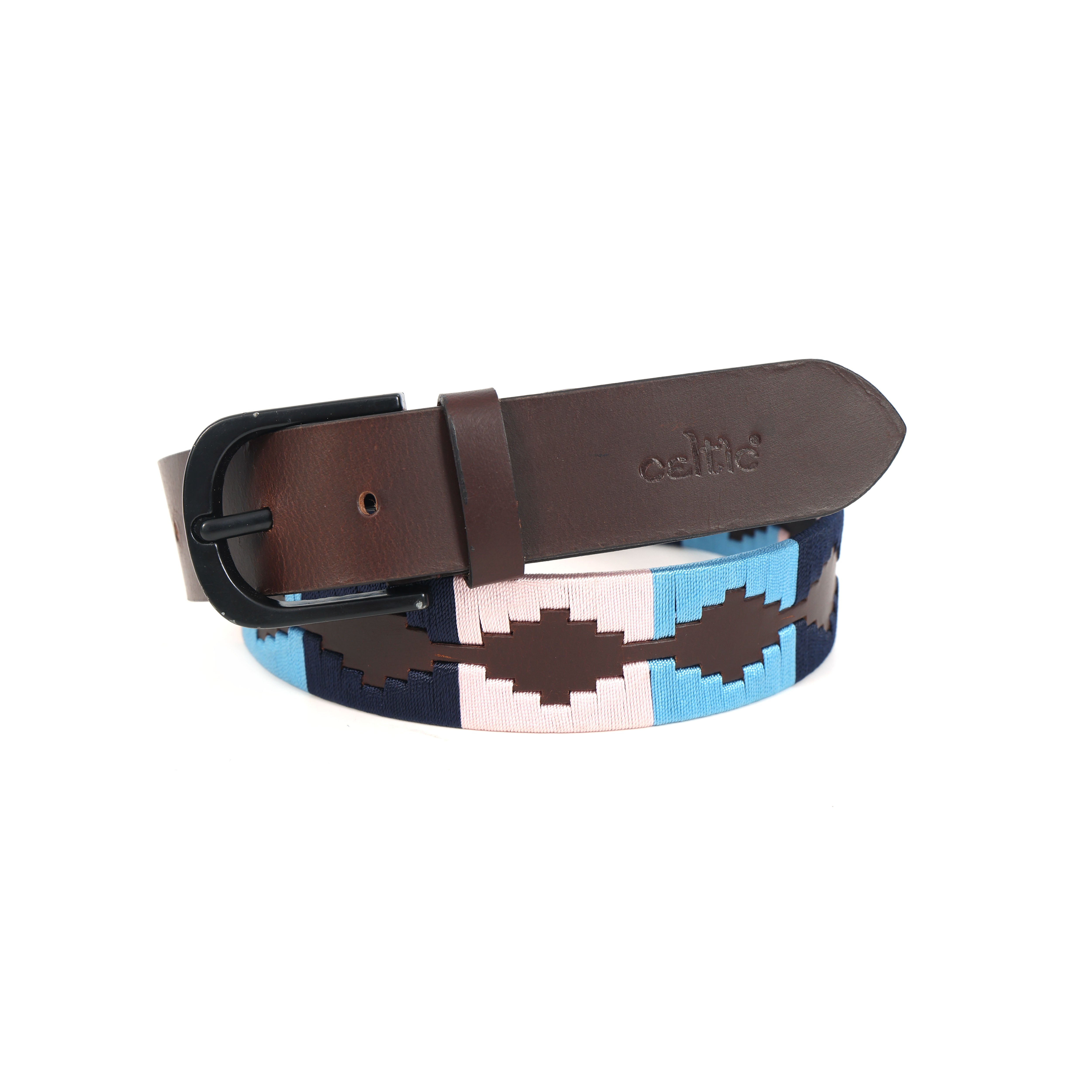 Premium Brown Leather Belt with Multi-Color Stitching  Stylish & Durable.LB-871
