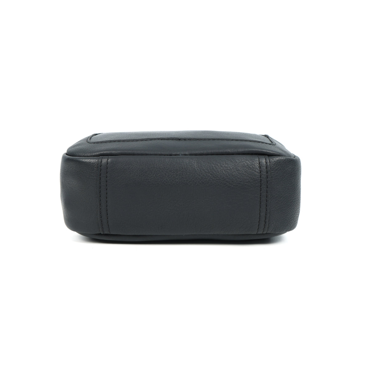 Premium Black Leather Compact Crossbody Bag with Adjustable Strap & Zip Compartments