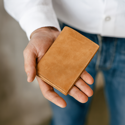 Light Brown Men’s Leather Wallet – Bi-Fold Card Holder Art:- LA-1432