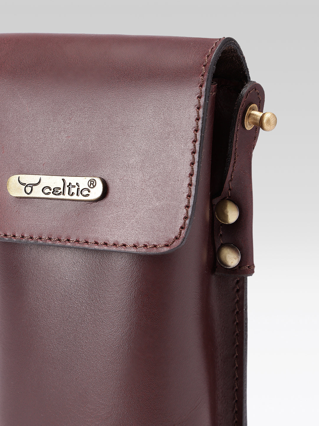 Genuine Leather Mobile Pouch with Fixed Sling Hands-Free, Stylish & Durable.