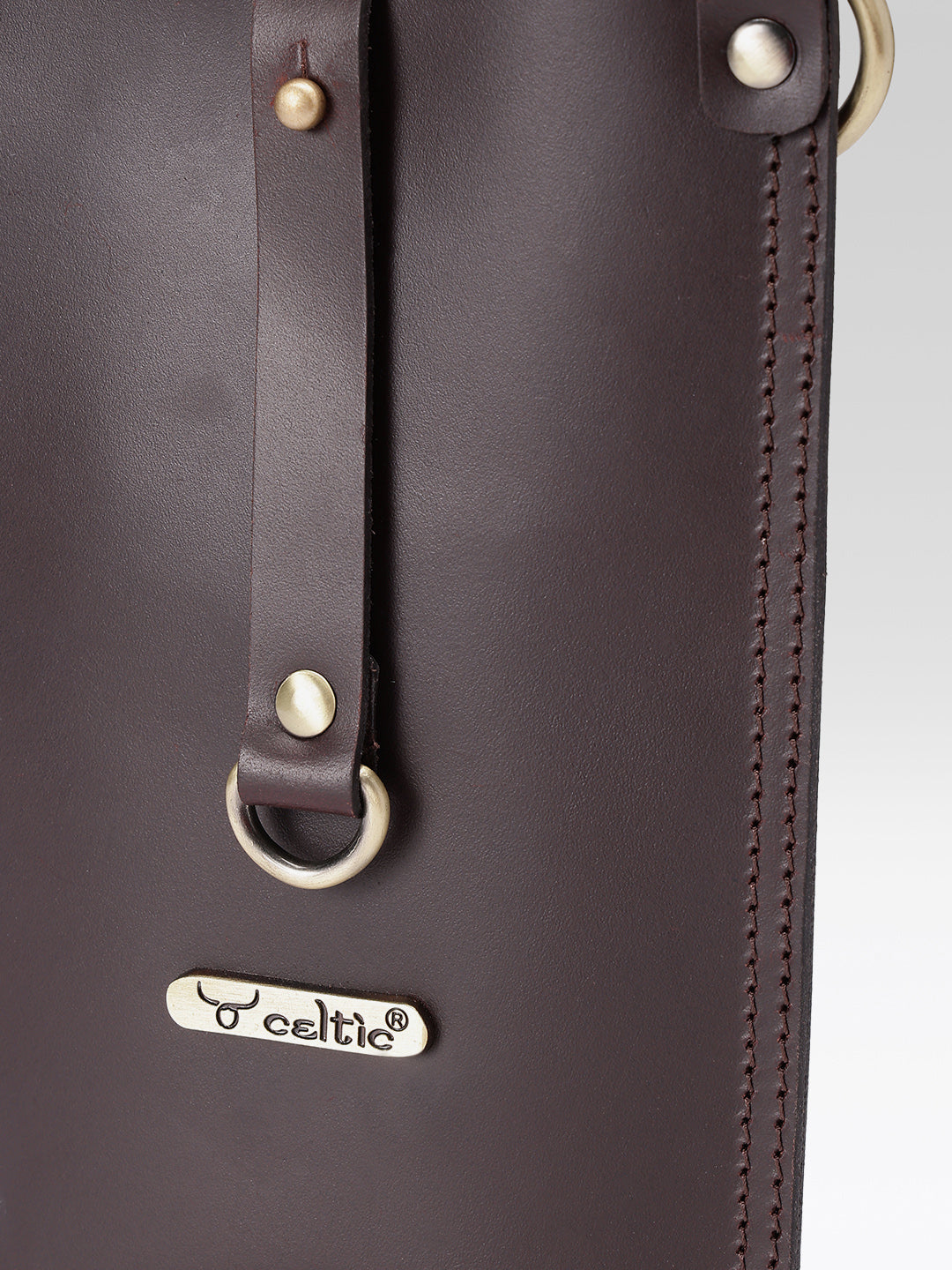 Genuine Leather Crossbody Phone Pouch with Adjustable Strap – Dark Brown