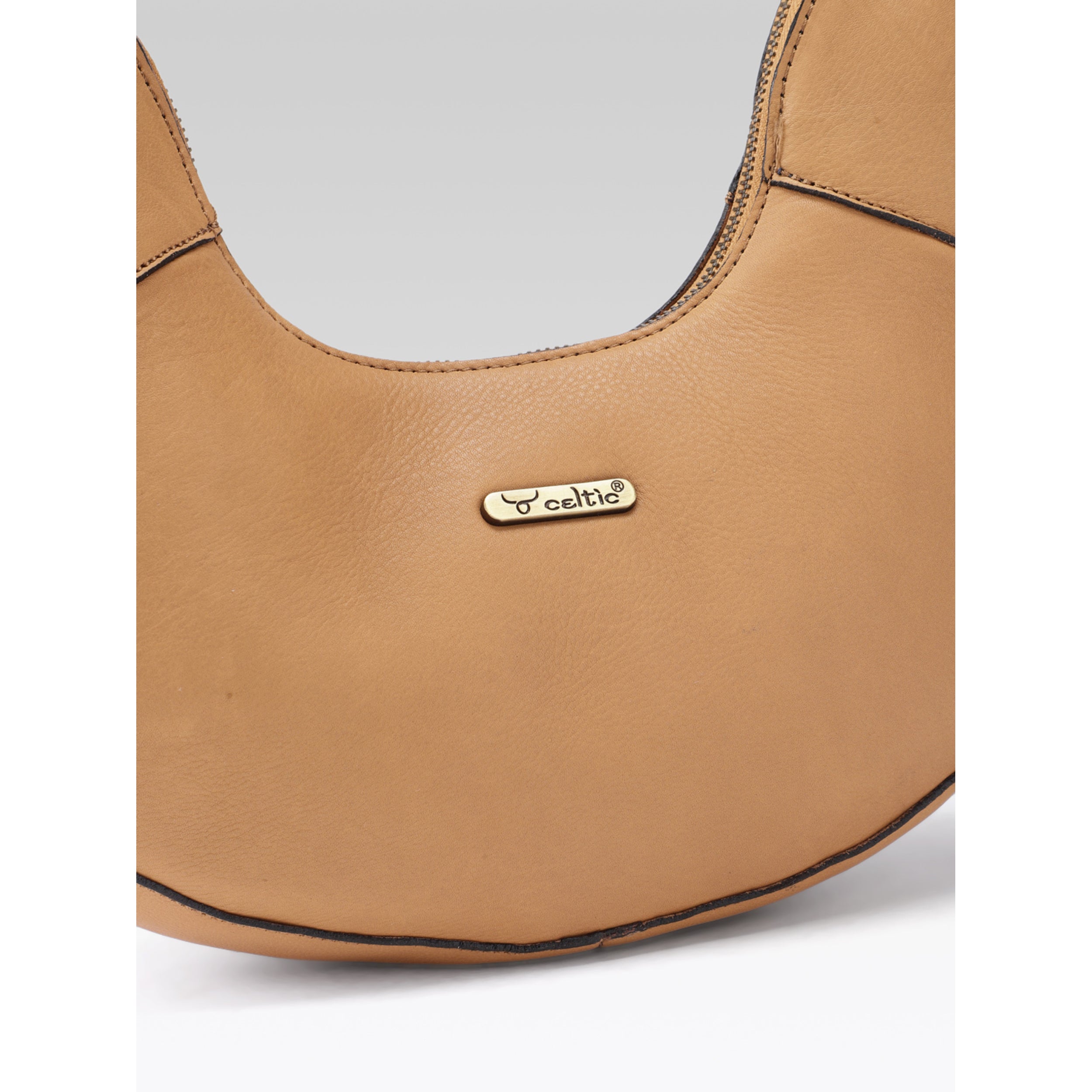 Premium Genuine Leather Hobo Shoulder Bag with Adjustable Strap & Zip Closure