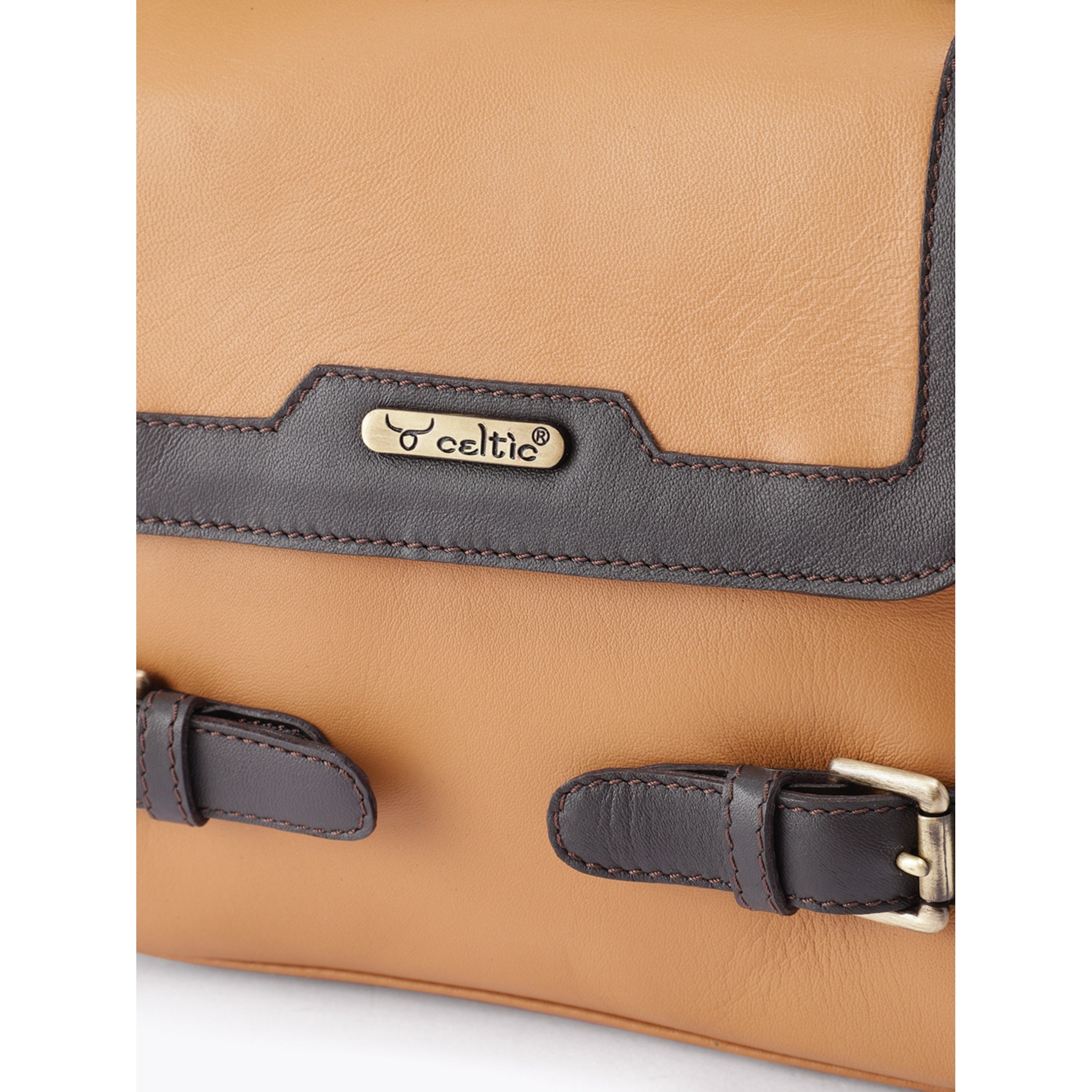 Premium Genuine Brown Leather Top Handle Handbag with Adjustable Strap