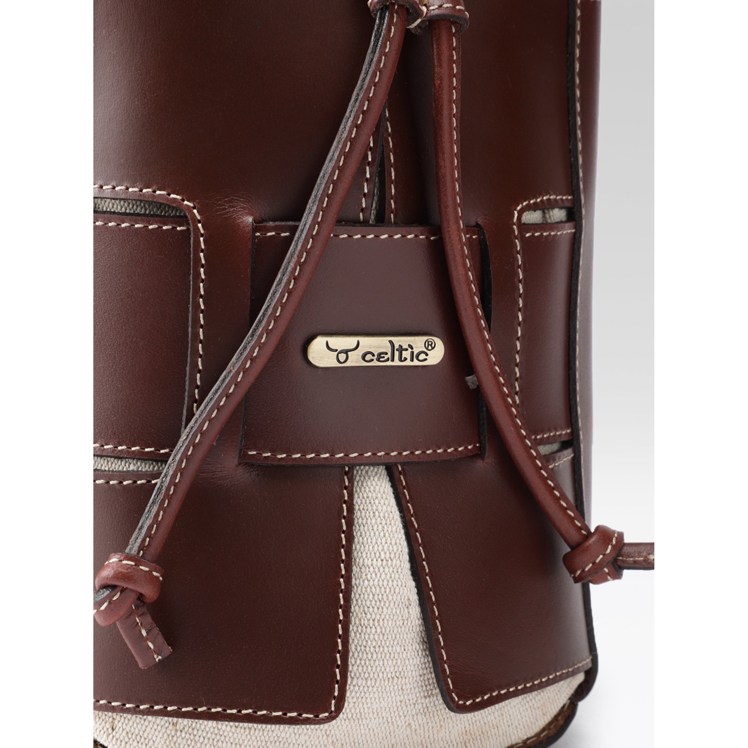 Premium Genuine Brown Leather Bucket Bag with Shearling Interior  Stylish & Durable