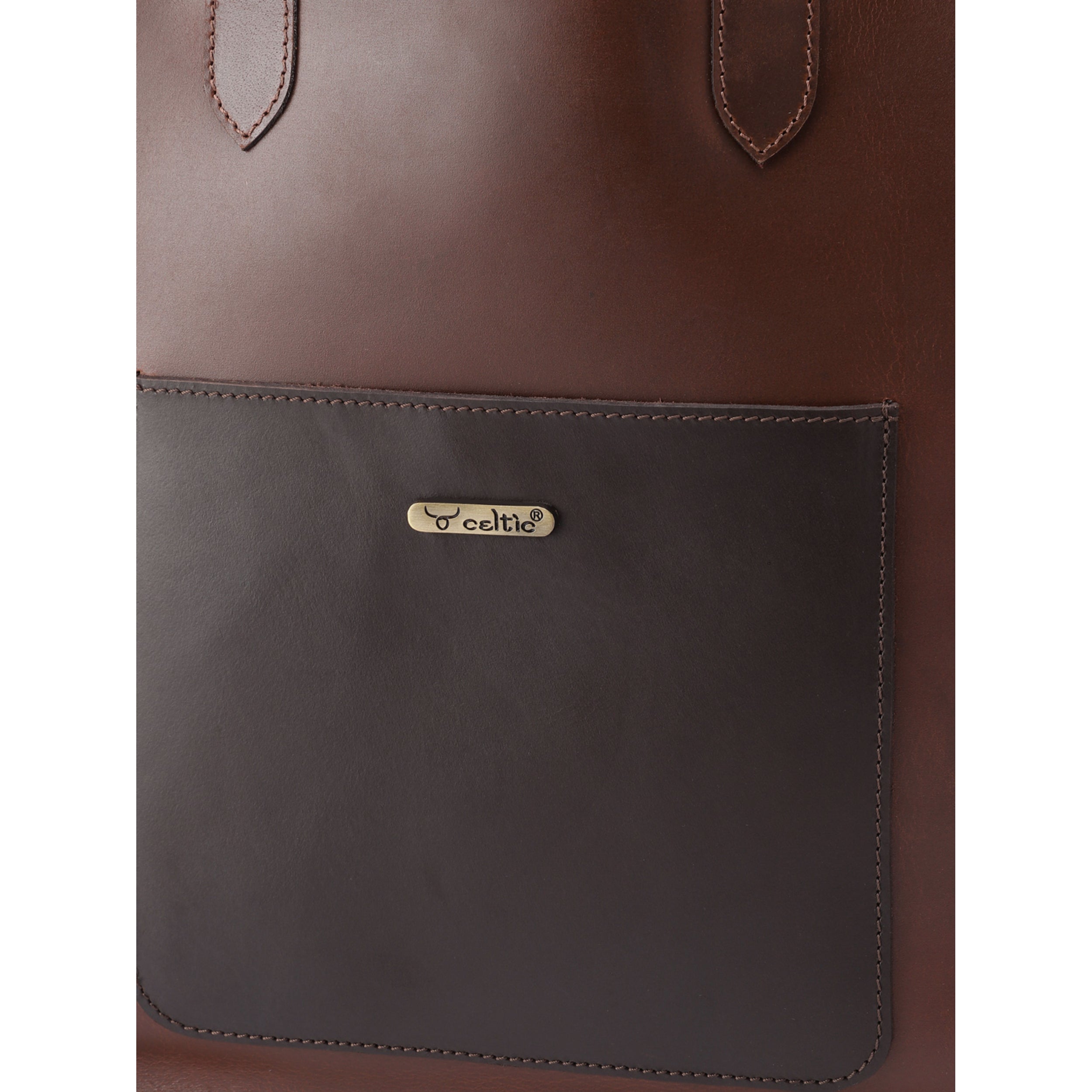 Premium Genuine Leather Tote Bag with Front Pocket Minimal & Durable Everyday Carry