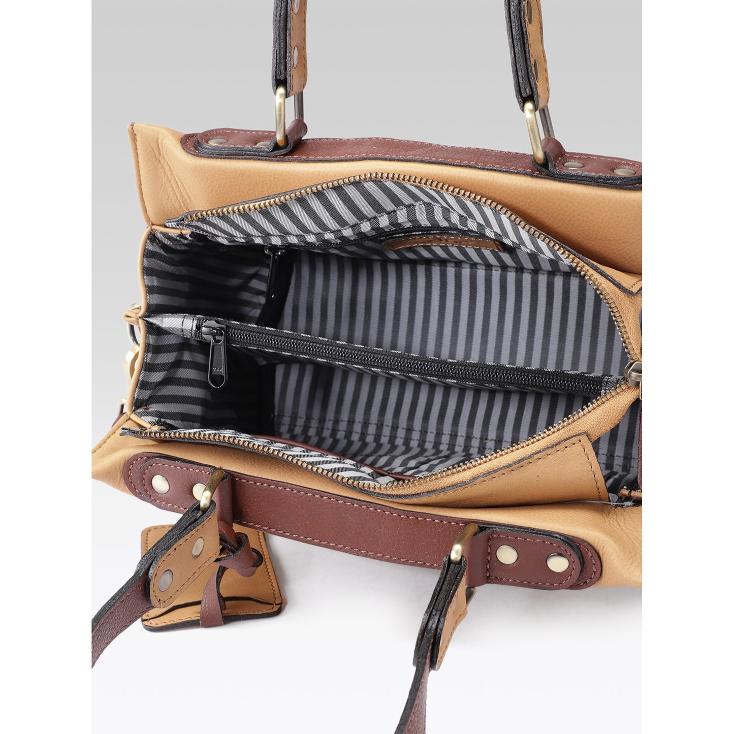 Premium Genuine Tan Leather 3-Piece Handbag Combo with Crossbody & Clutch