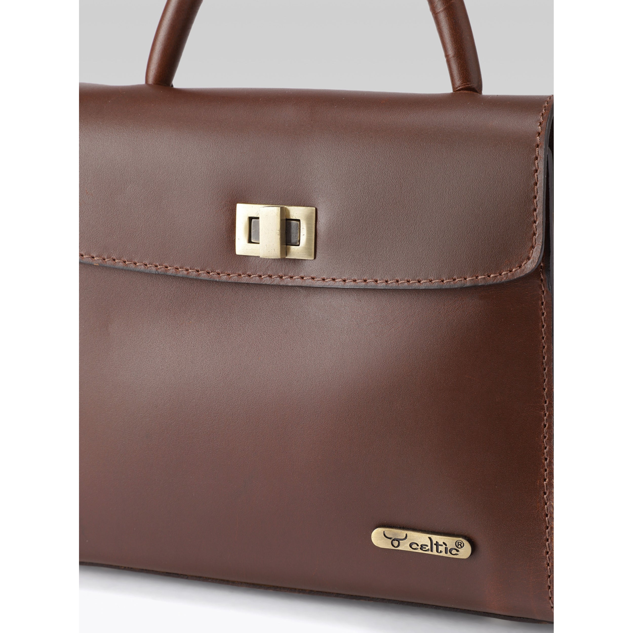 Premium Genuine Leather Handbag with Top Handle & Crossbody Strap