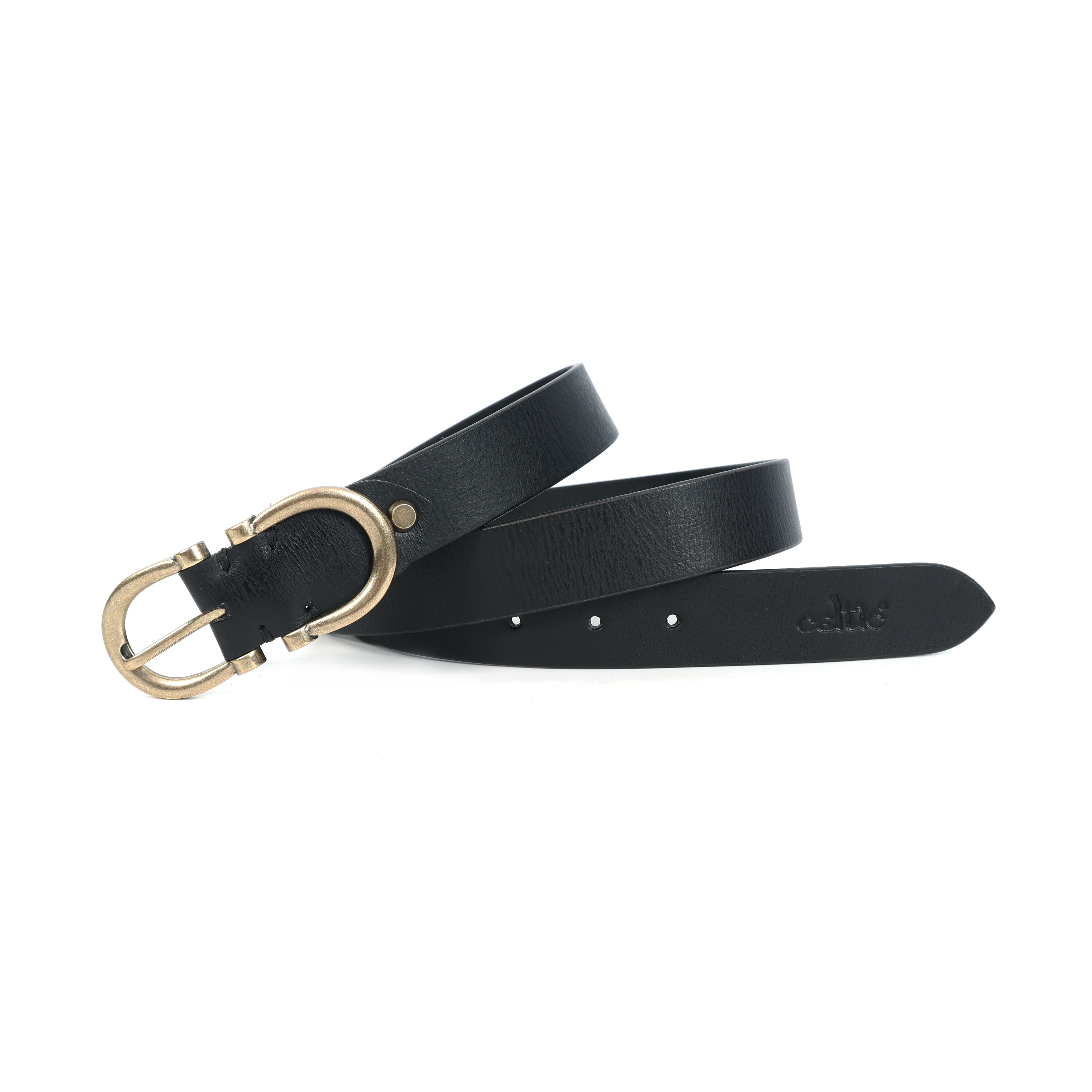 Women Premium Brown Leather Belt With Antique Brass Buckle For Casual Formal Wear