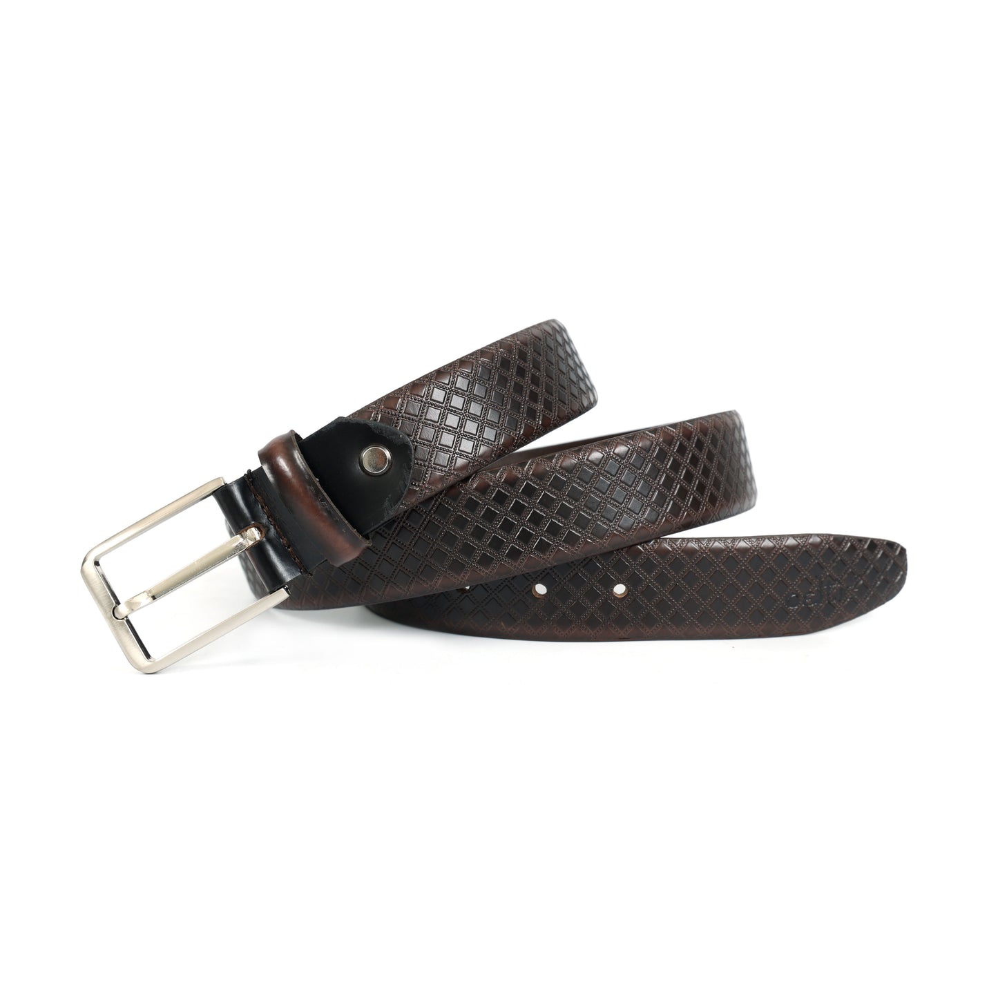 Premium Textured Brown Leather Belt – Unisex with Classic Silver Buckle