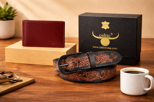 Vintage Leather Wallet & Belt Set