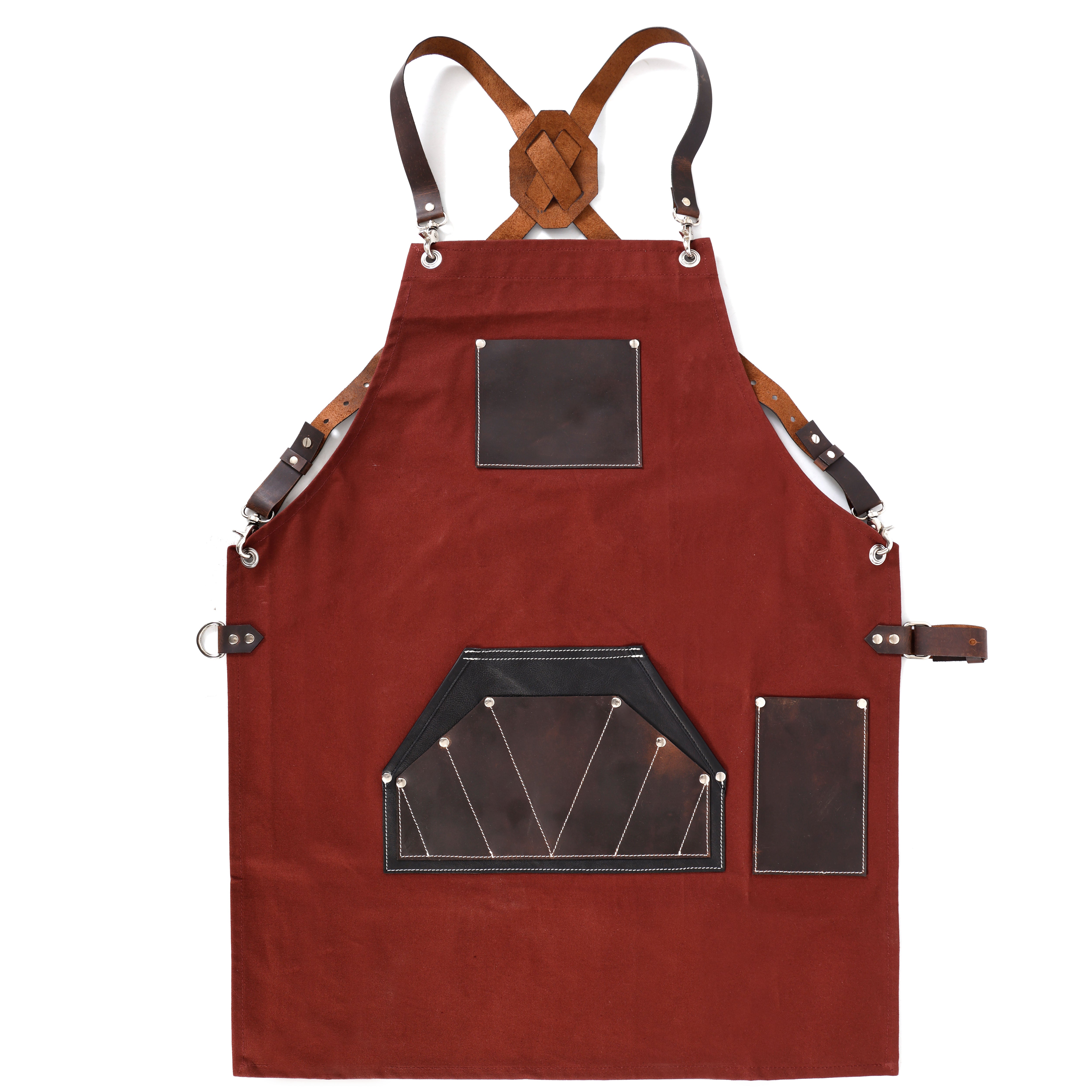 Premium Genuine Leather & Canvas Bib Apron – With Snap Button