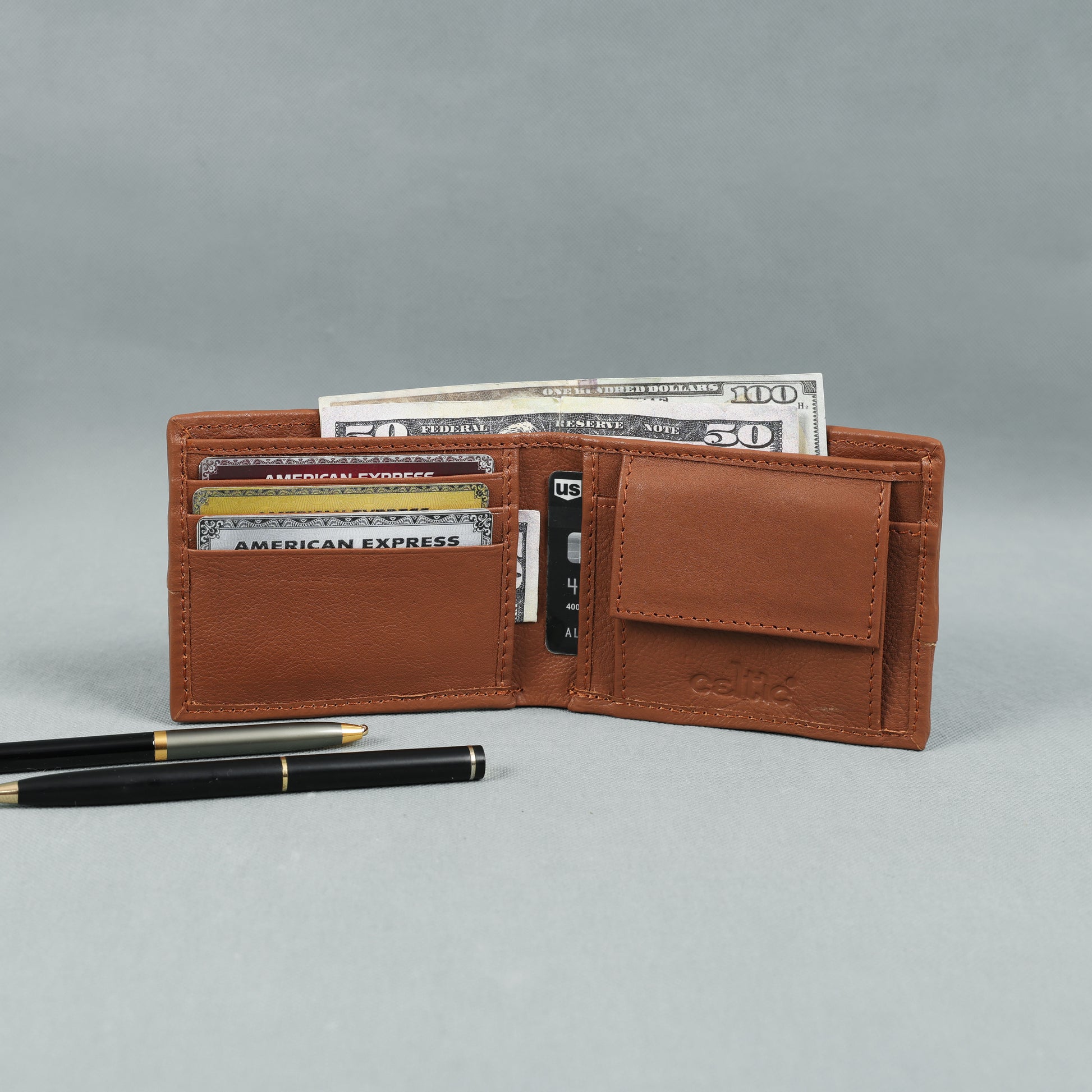 Black Braided Leather Wallet, Art:- LA-1409
