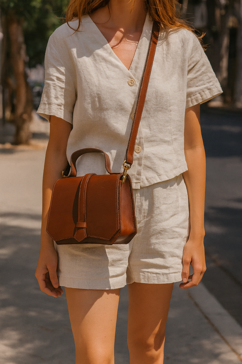 Premium Leather Mini Satchel Sling Crossbody Bag