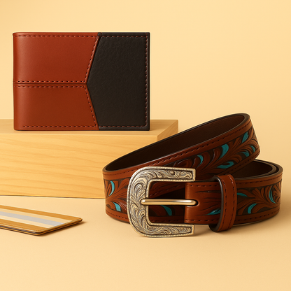 Designer Belt & Contemporary Wallet Combo |Premium Leather Collection