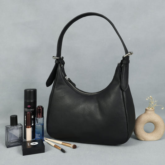 Black Leather Hobo Bag – Stylish, Spacious & Versatile Everyday Handbag for Women.BG-1636