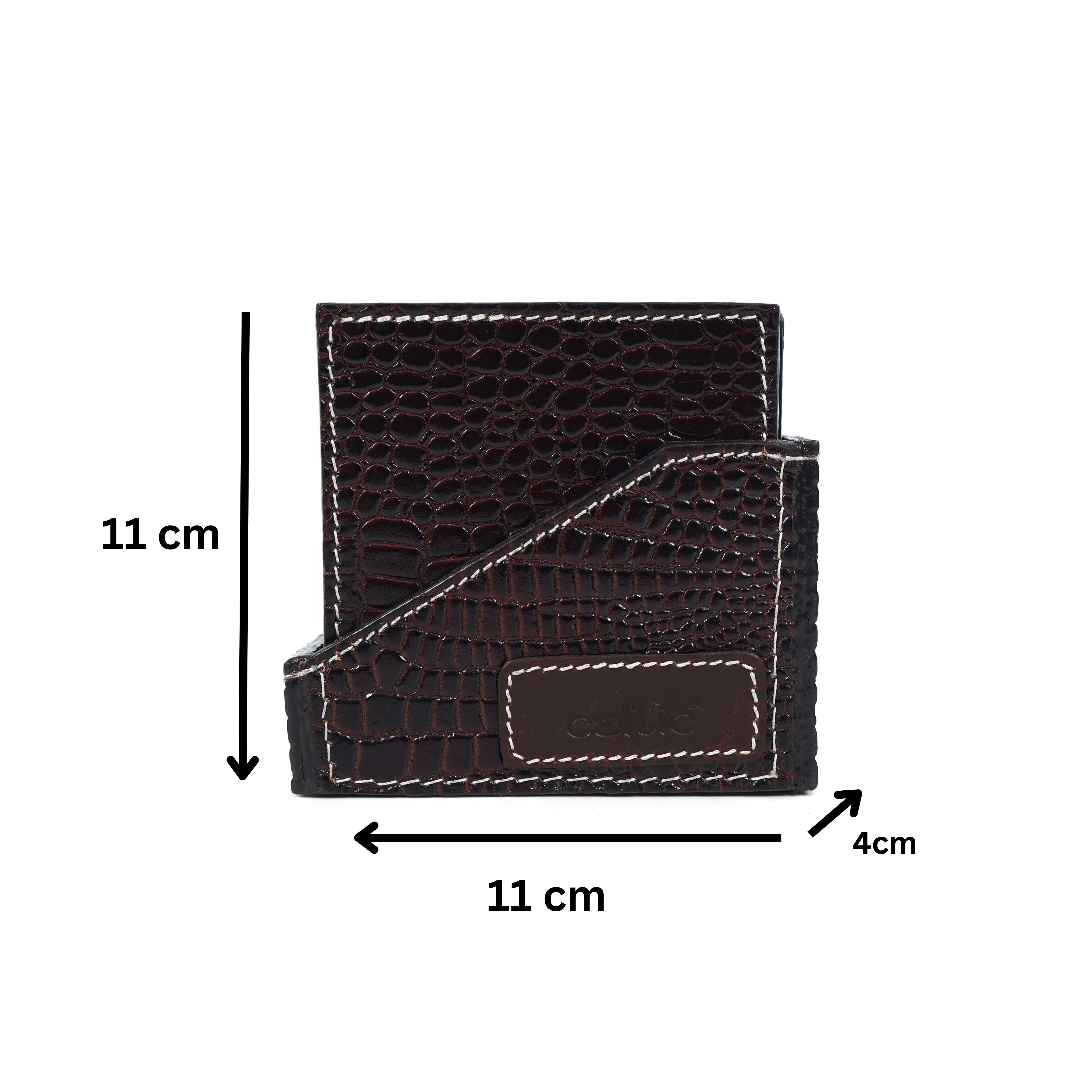 Premium Croc-Textured Leather Coaster Set with Holder