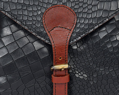 Elevate Your Style with Our Black Croco Leather Sling Bag. - CELTICINDIA