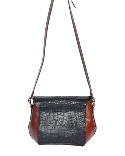 Elevate Your Style with Our Black Croco Leather Sling Bag. - CELTICINDIA