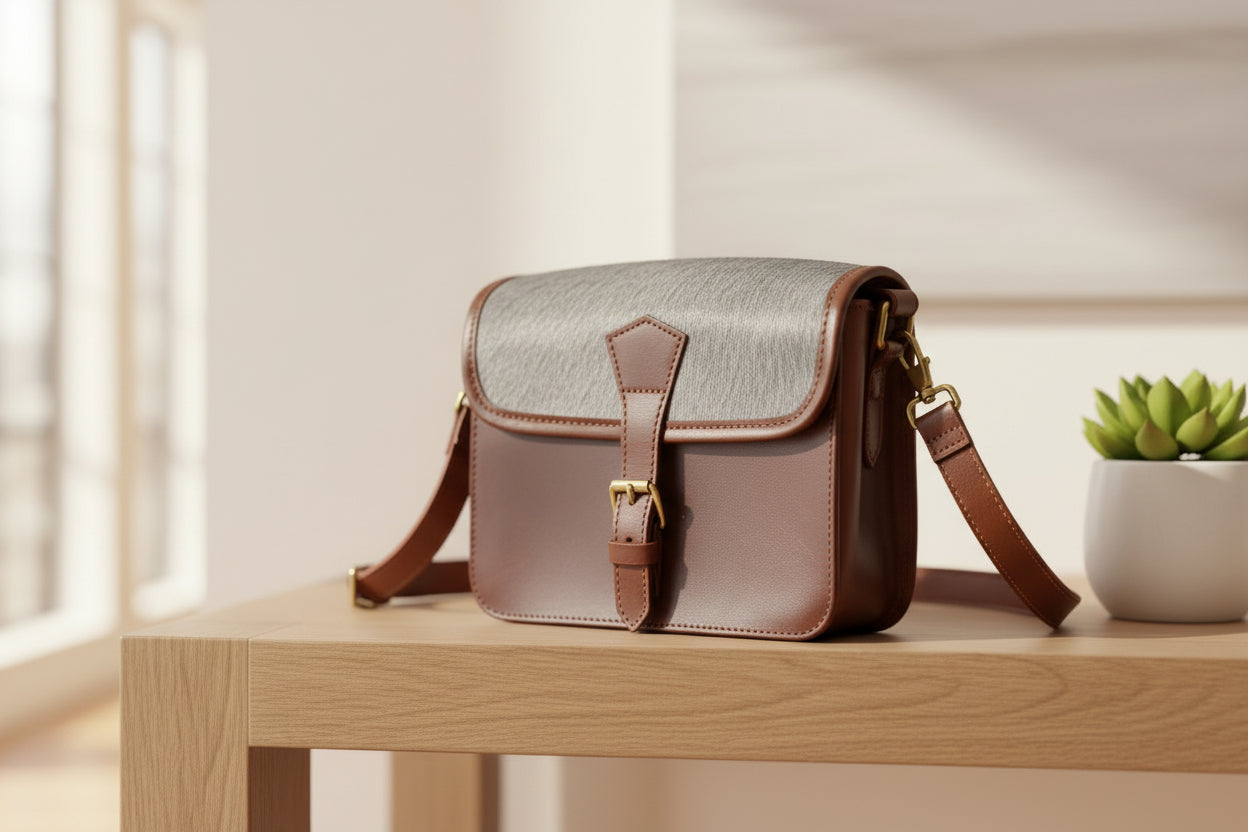 Celtic brown color leather with grey hair on leather sling bag for women and girls | Party wear . - CELTICINDIA