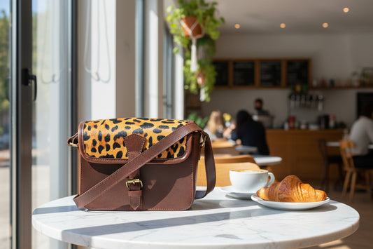 Celtic brown color pure leather with hair on leather sling bag for women and girls | Party wear - CELTICINDIA