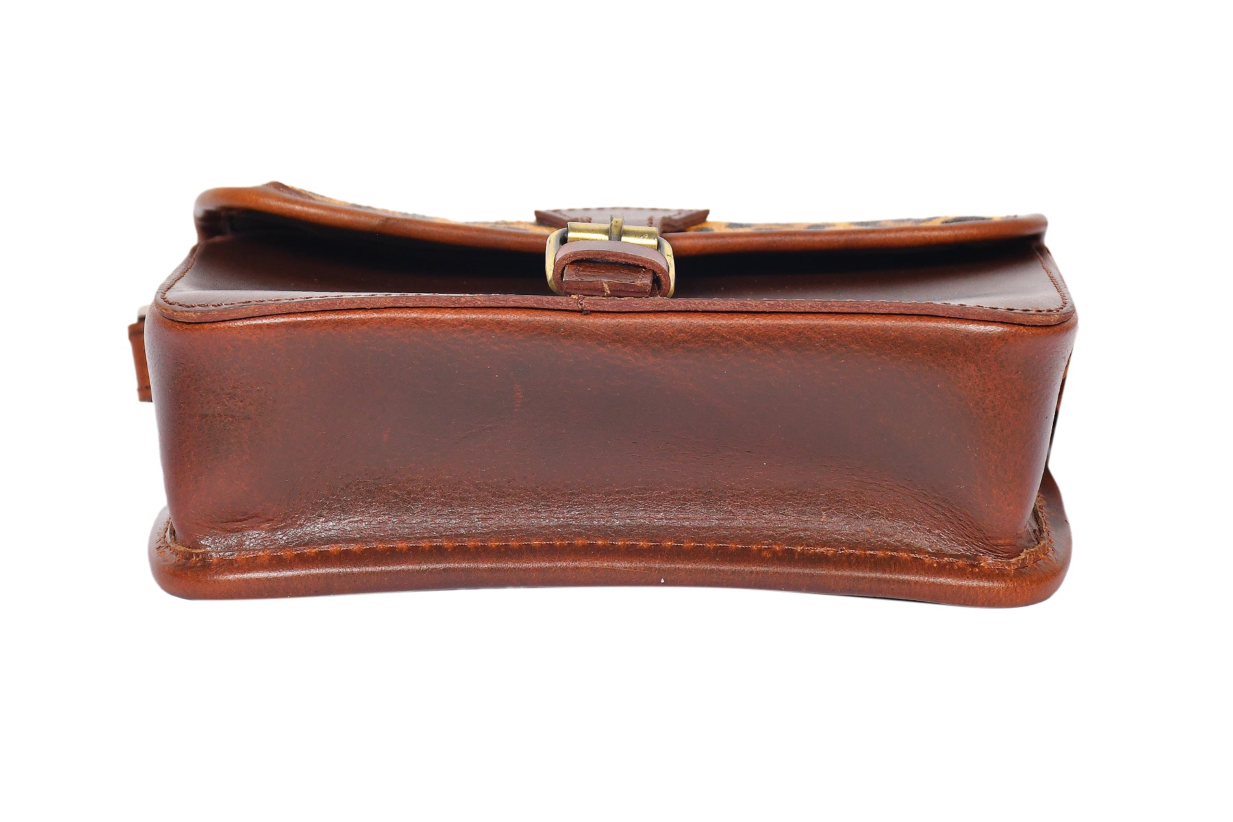 Premium Leather Crossbody Bag with Leopard Print Hairon Flap