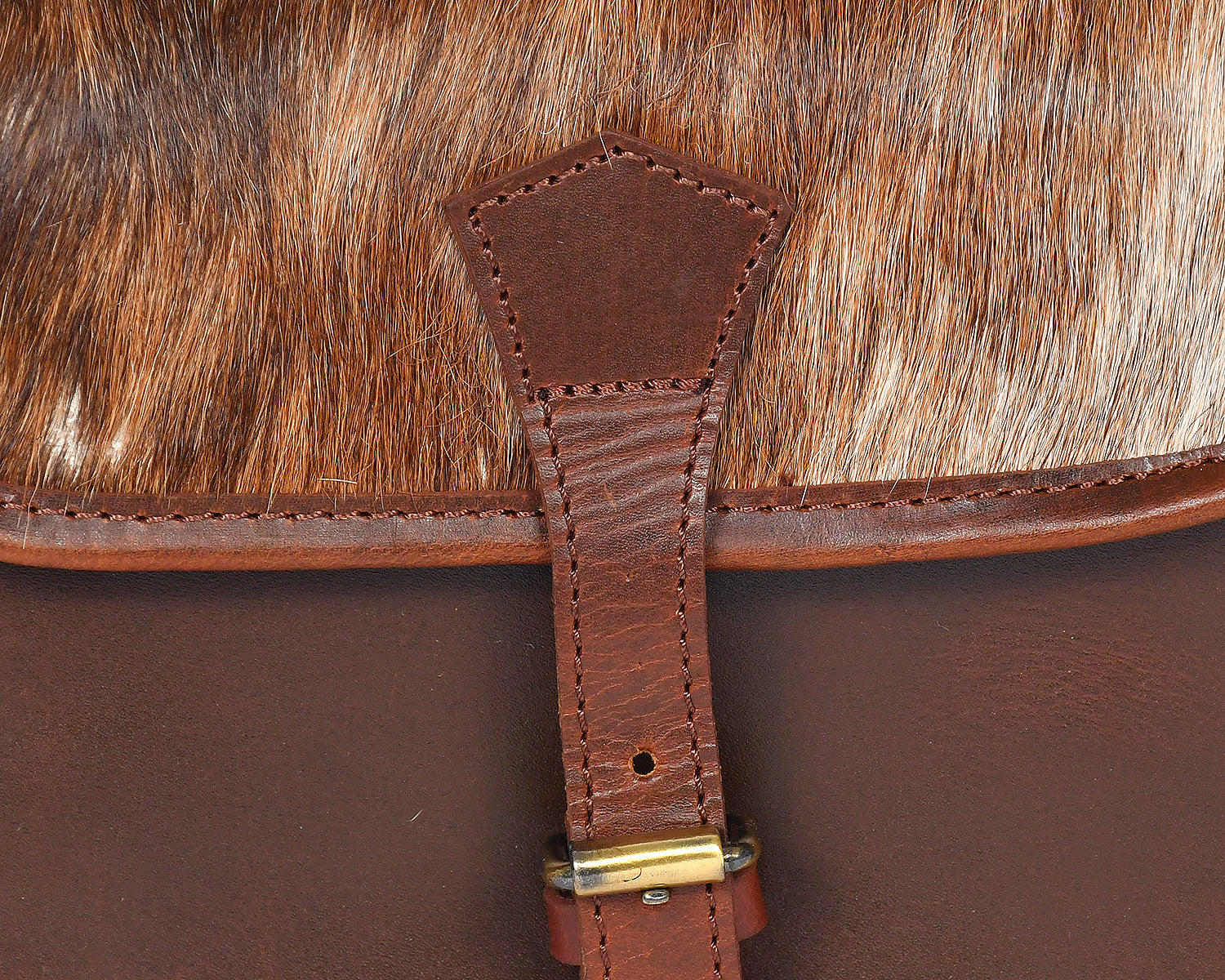 Womens Leather Sling Bag with Brown Hairon Flap  Small Crossbody Satchel