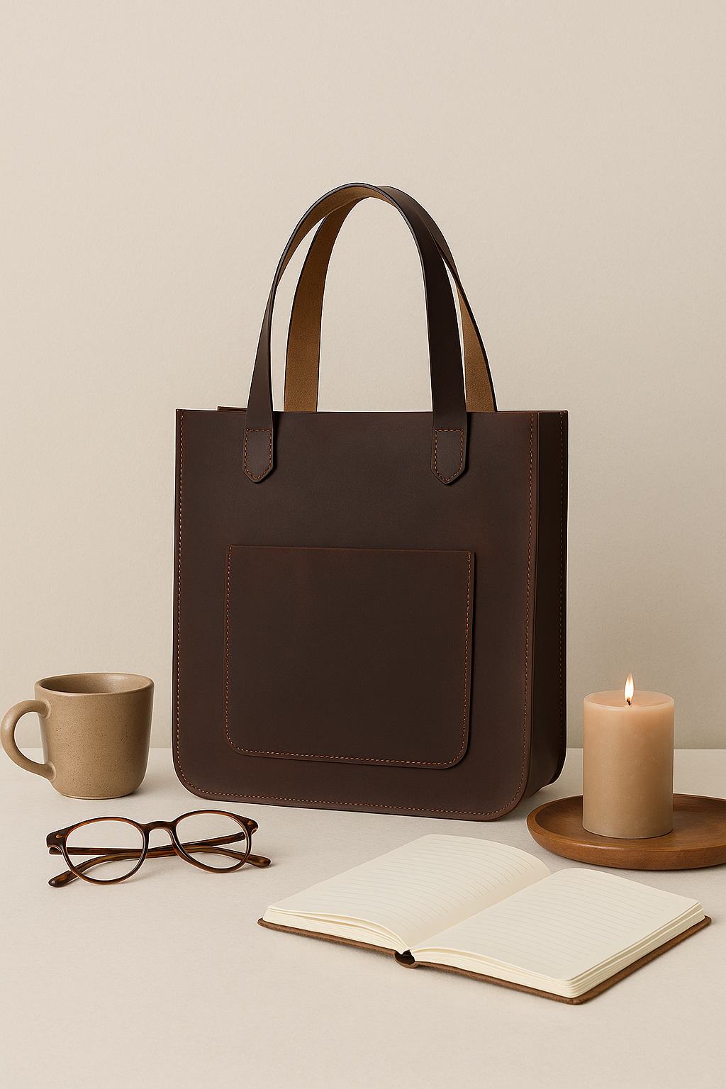 Elegance Redefined: Brown Leather Shopper Bag - Your Stylish Companion. Art: BG-1412