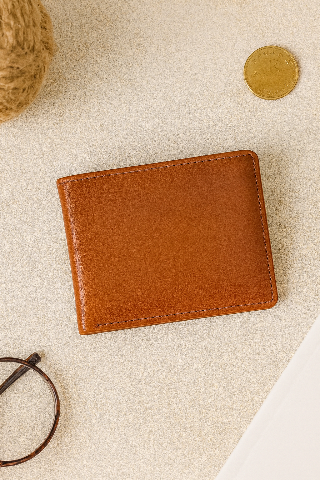 Premium Genuine Leather Bi-Fold Wallet with ID Window & Multiple Card Slots