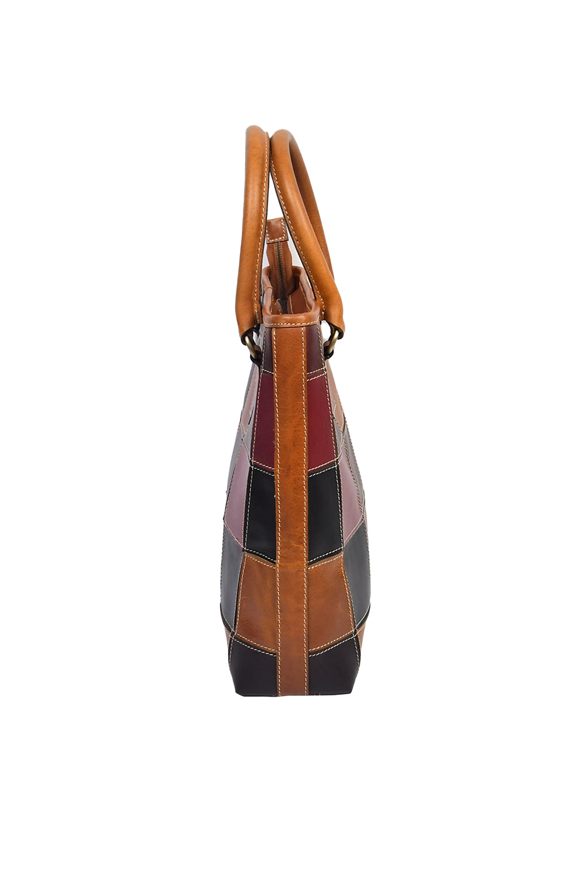 Premium Patchwork Leather Tote Bag for Women Multi-Tone Handcrafted Carryall