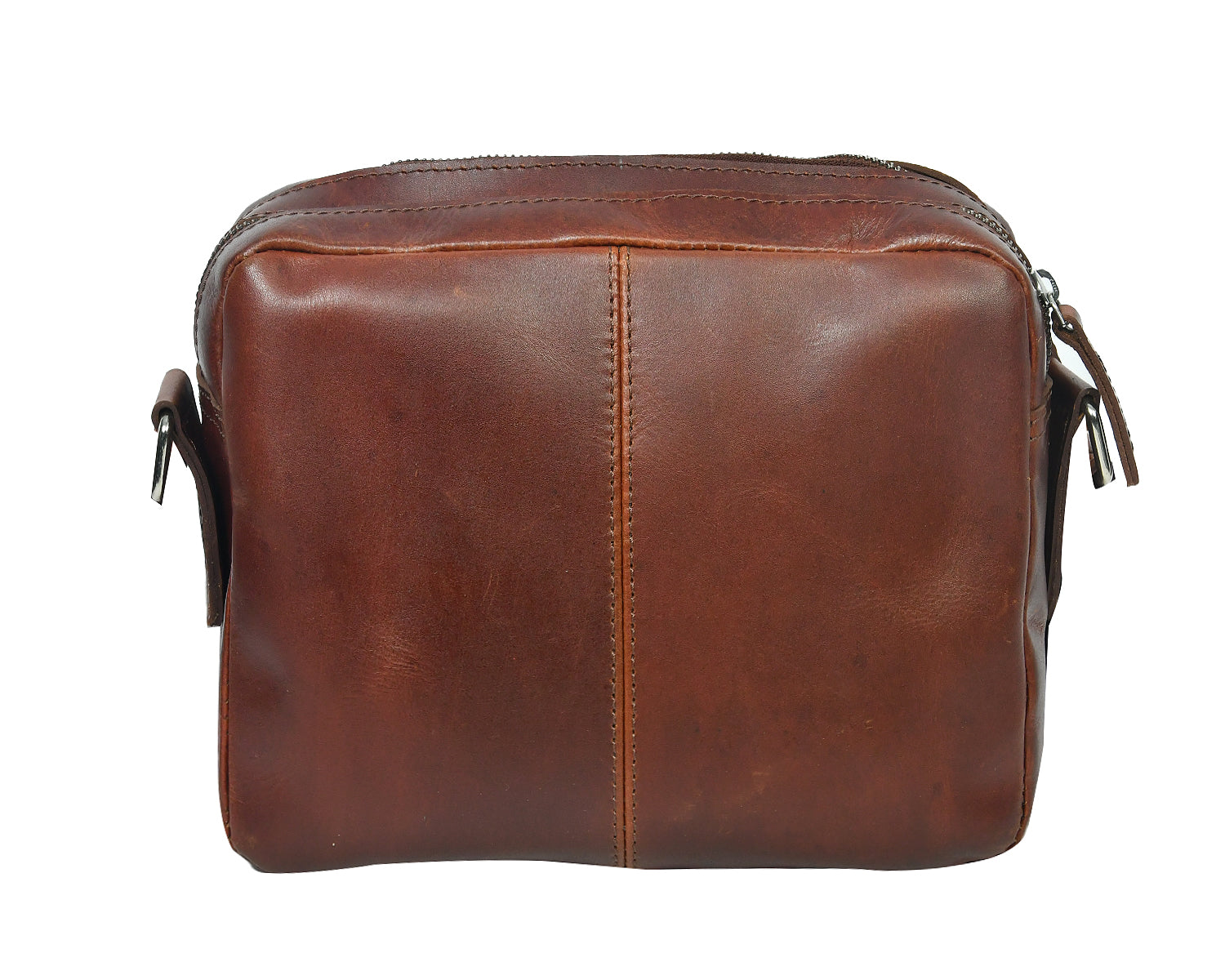 Premium genuine Leather Unisex Crossbody Bag with Dual Zipper Compartments