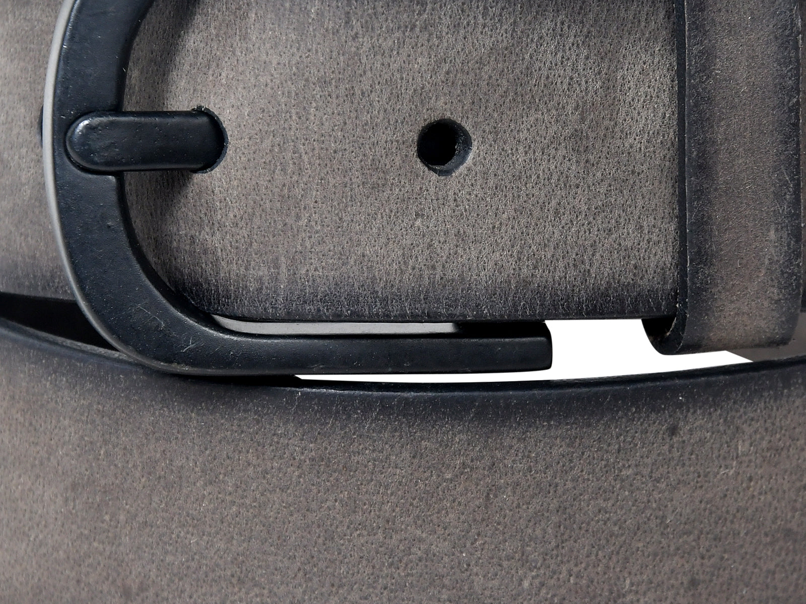 Unisex Genuine Leather Grey Waist Accessory Matte Metal Buckle Formal Casual Wear