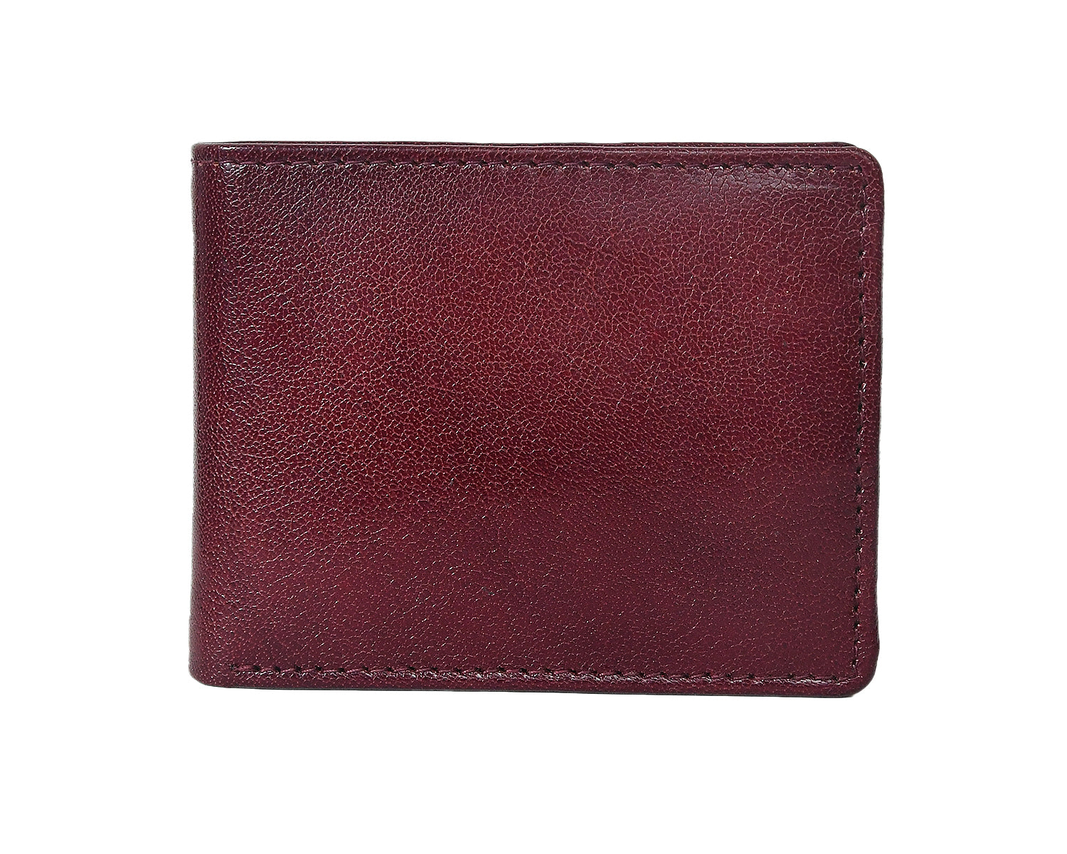 Premium Genuine Leather Bi-Fold Wallet with ID Window & Multiple Card Slots