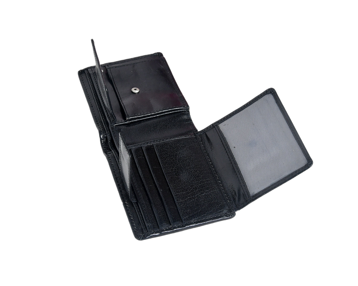 Premium Genuine Leather Men's Wallet with ID Window, Coin Pocket & Card Slots