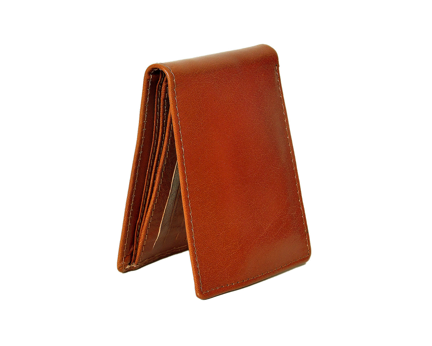 Premium Genuine Leather Bi-Fold Wallet with ID Window & Multiple Card Slots