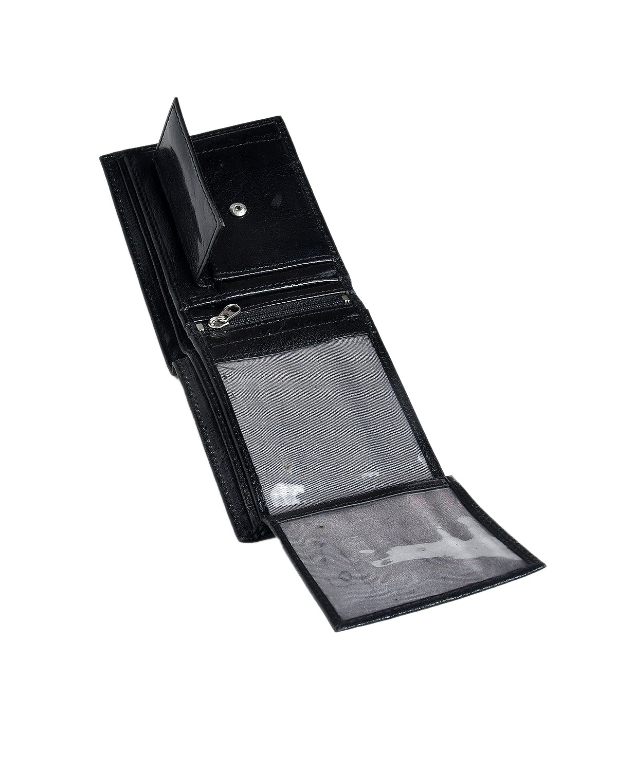 Premium Genuine Leather Bi-Fold Wallet with Zip Coin Pocket & Card Slots